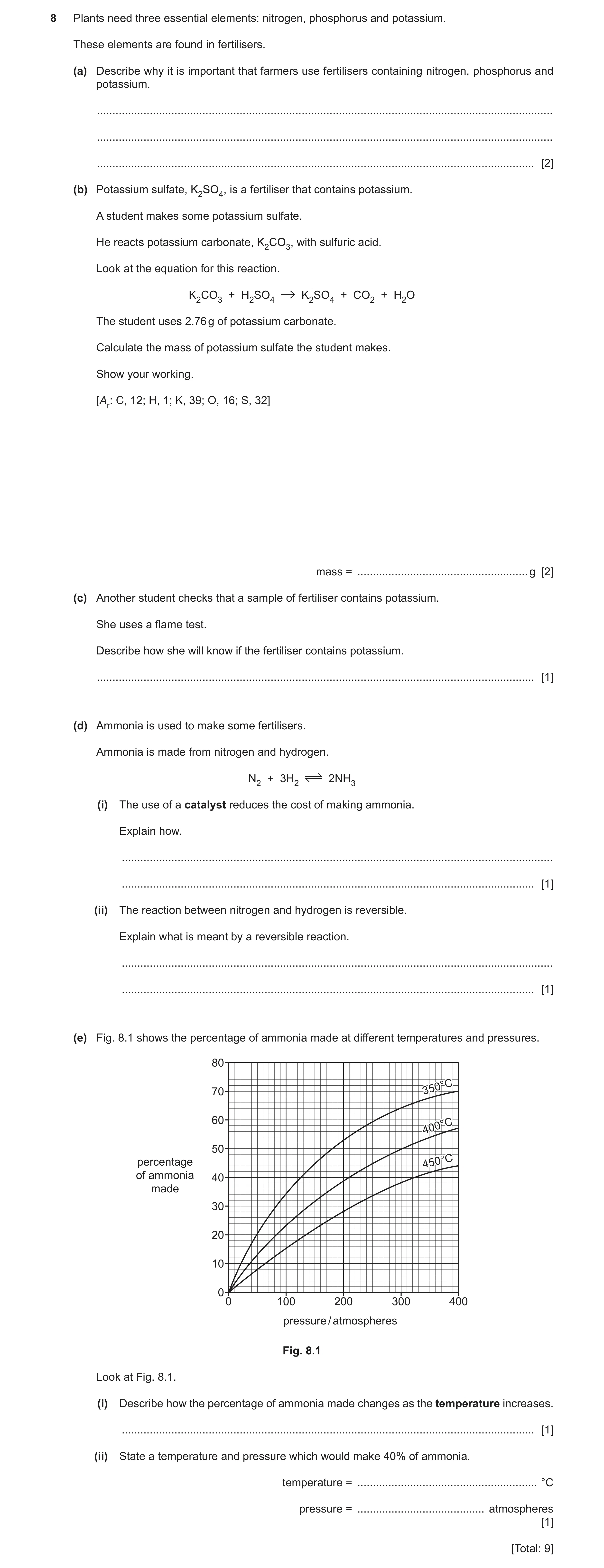 Question 6: Plants need three essential elements: nitrogen, phosphorus and potassium. These elements are found in fertilisers. (a) Describe why it is i…
