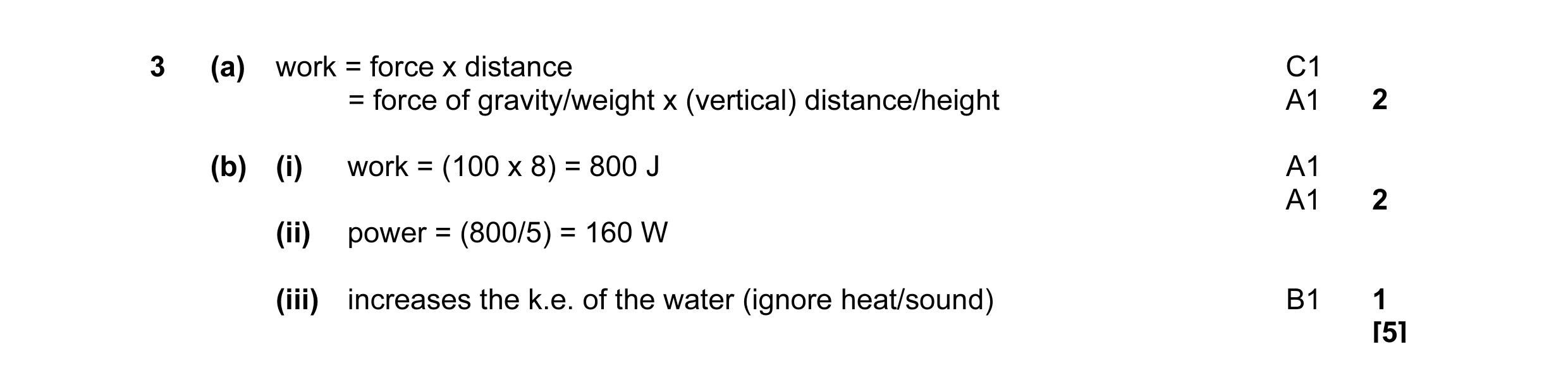 Mark scheme for question 1