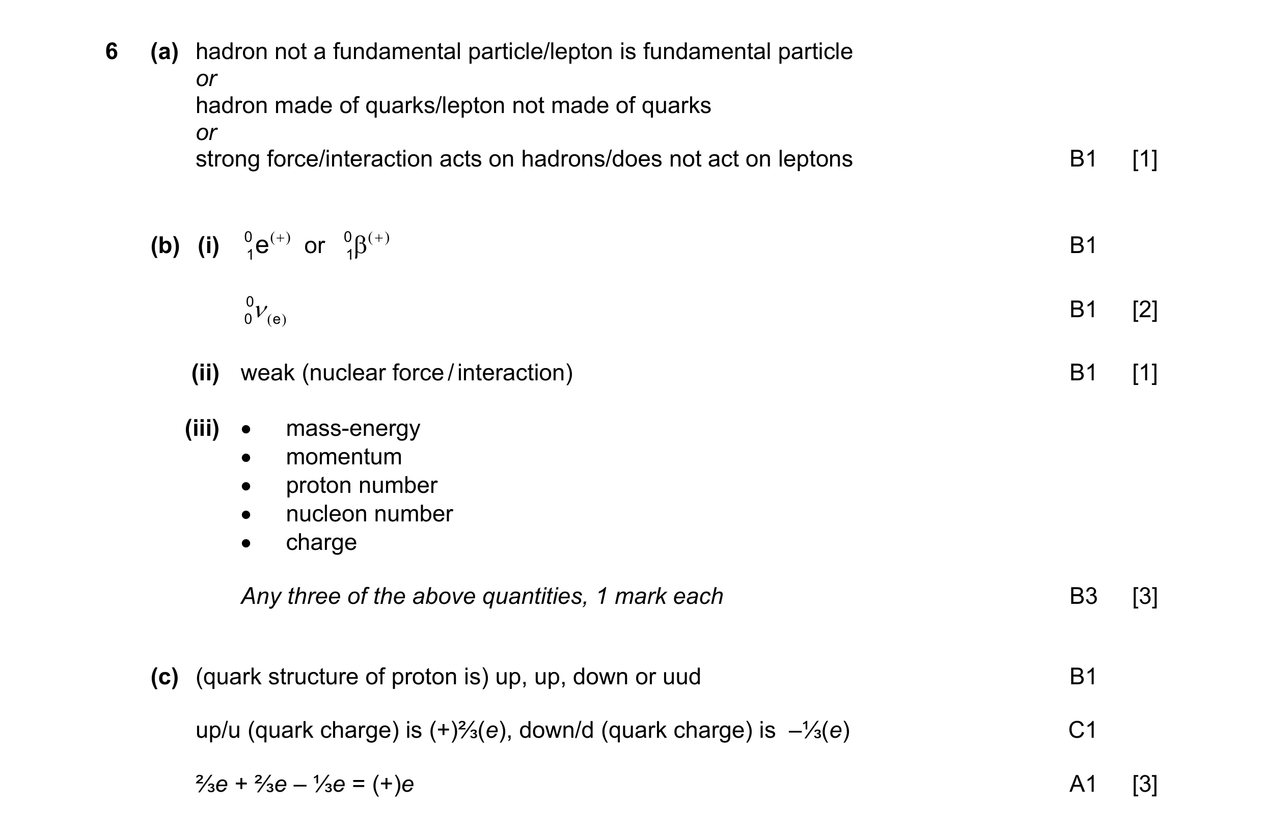 Mark scheme for question 30