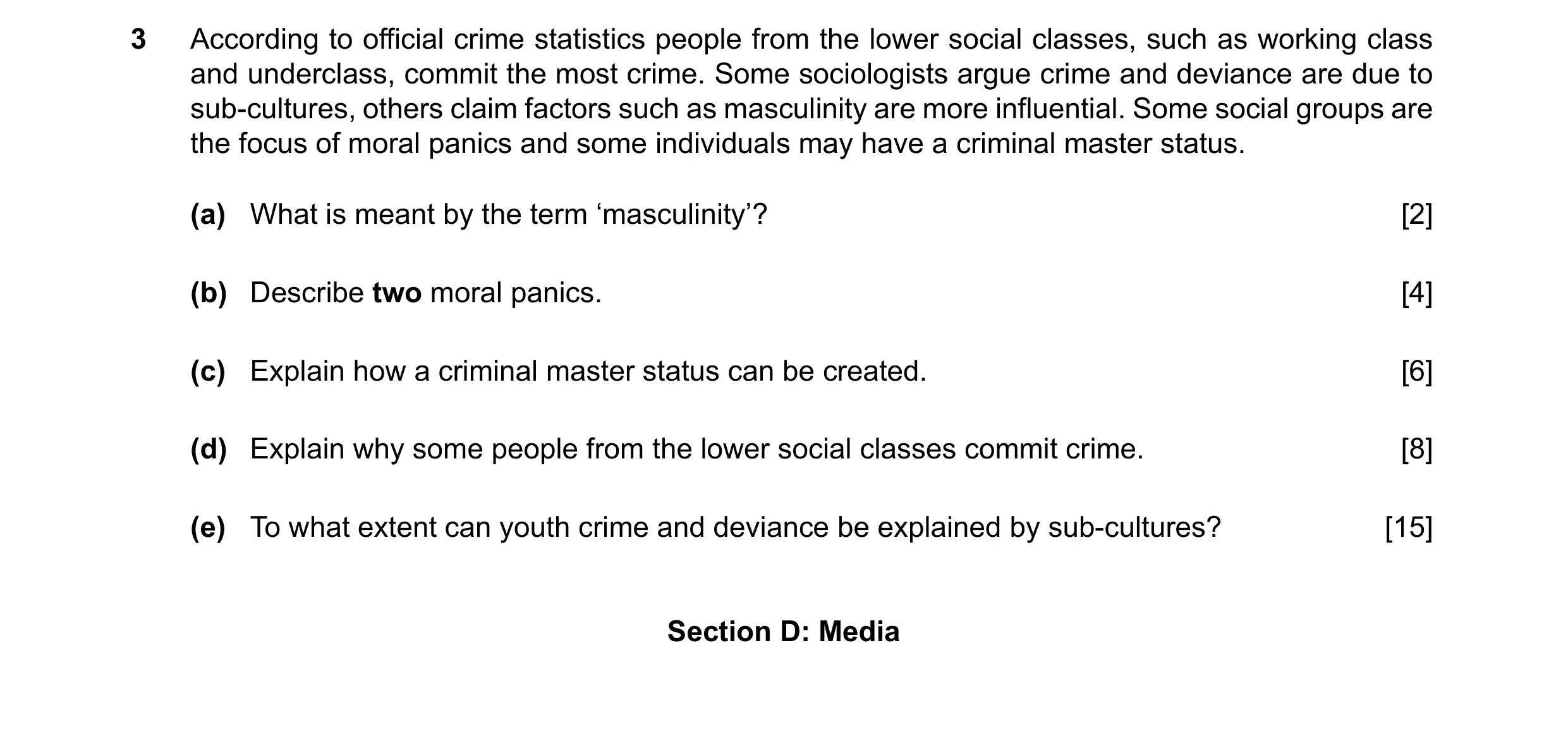 Question 60: According to official crime statistics people from the lower social classes, such as working class and underclass, commit the most crime. S…