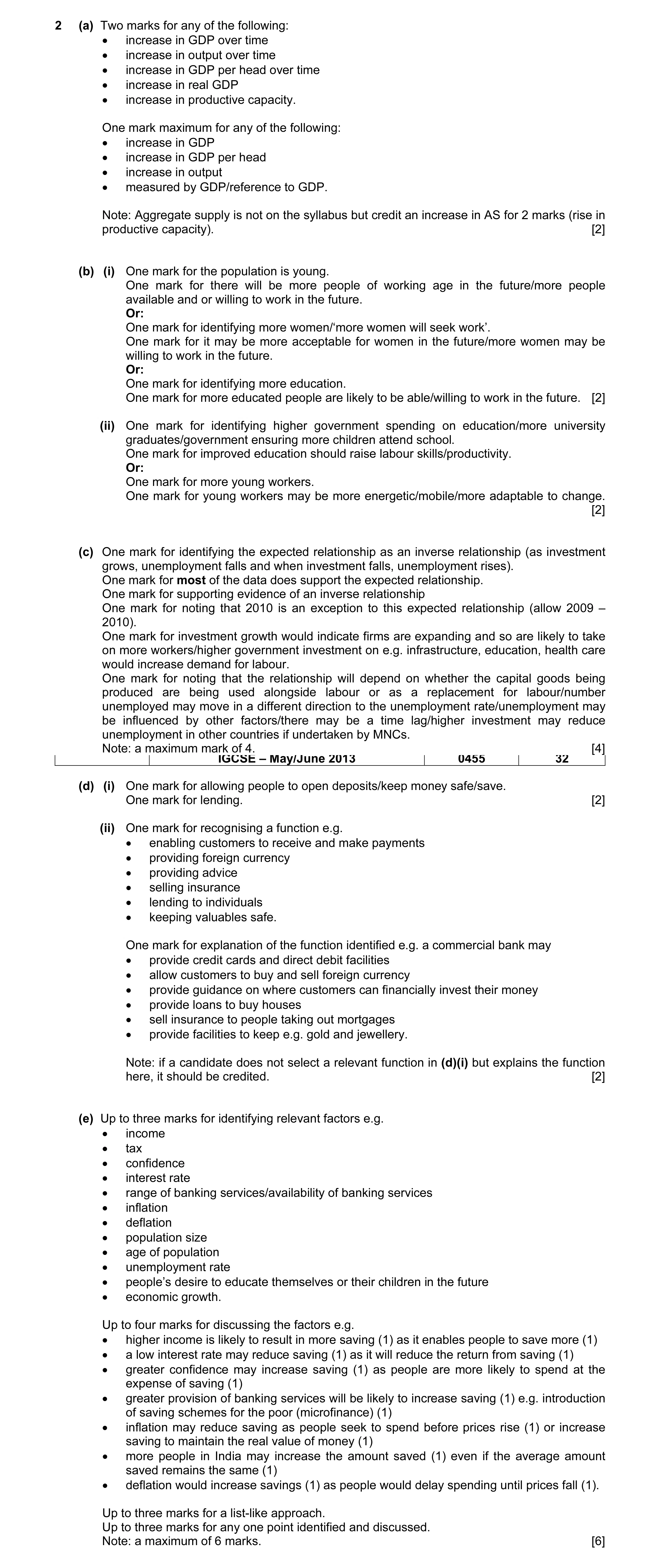 Mark scheme for question 11