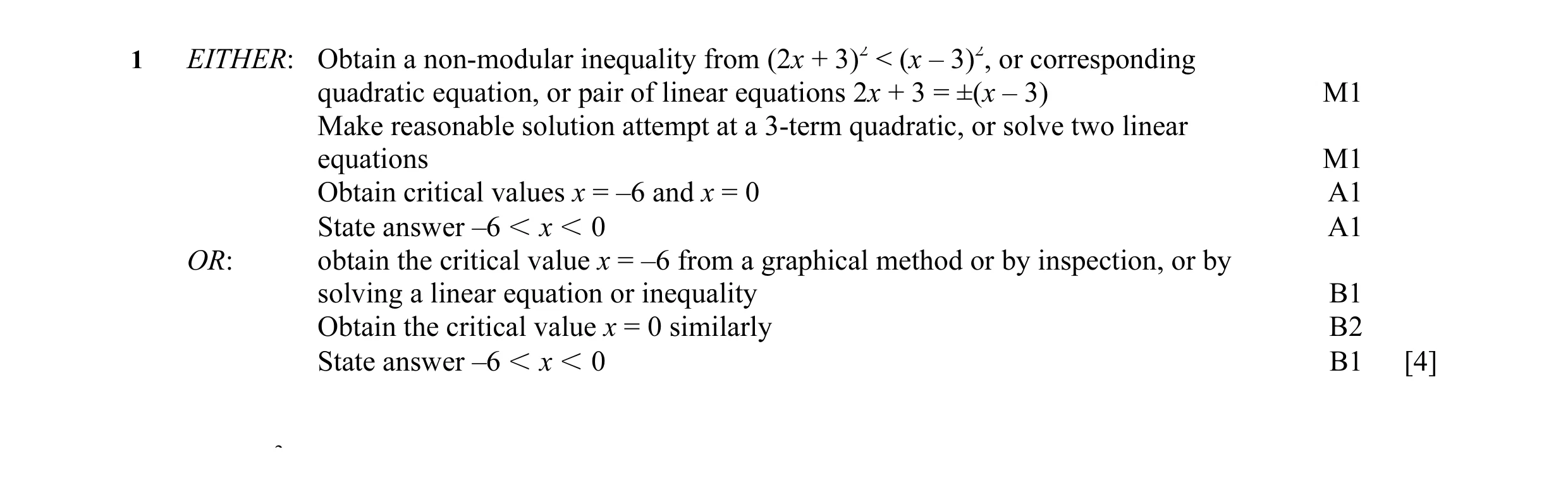 Mark scheme for question 3