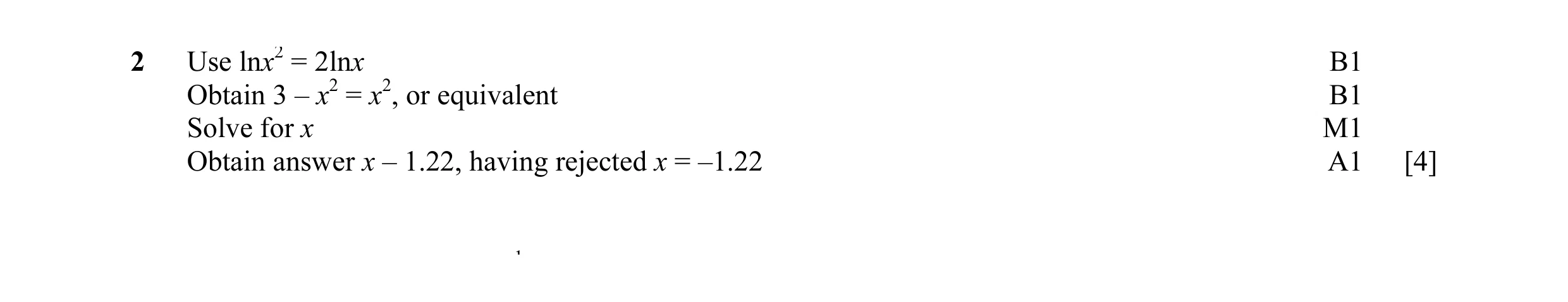 Mark scheme for question 7