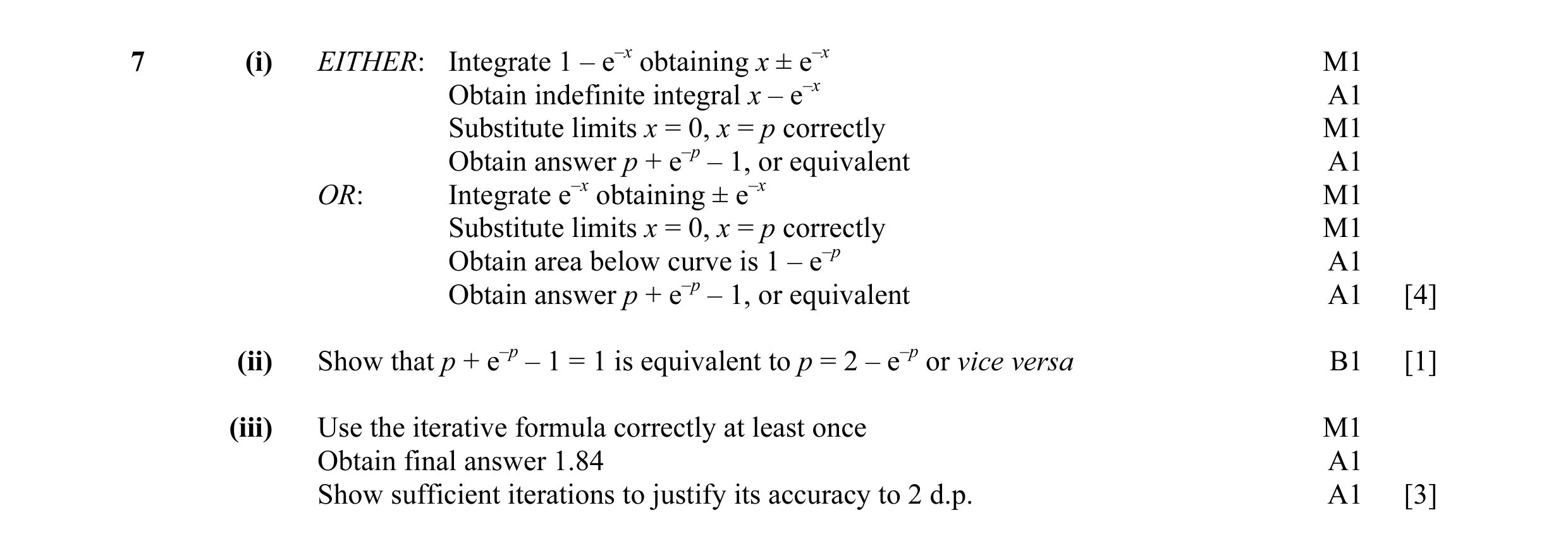 Mark scheme for question 12