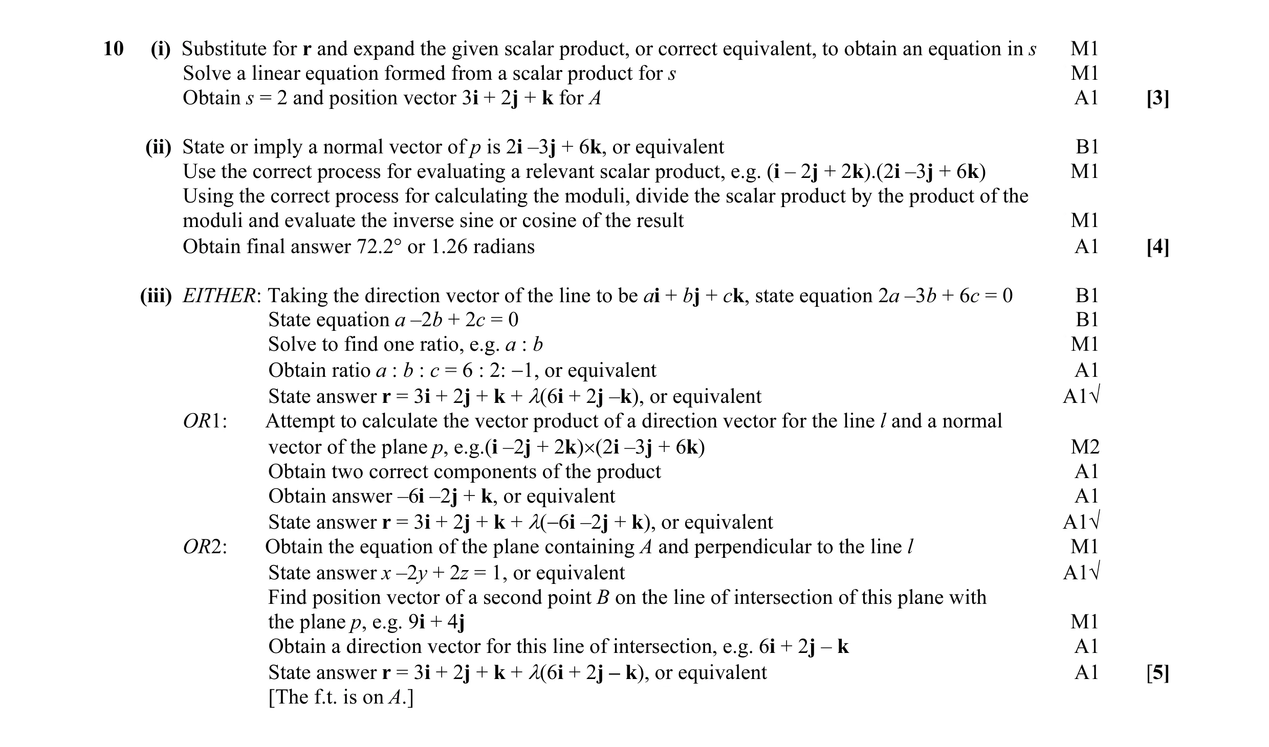 Mark scheme for question 4