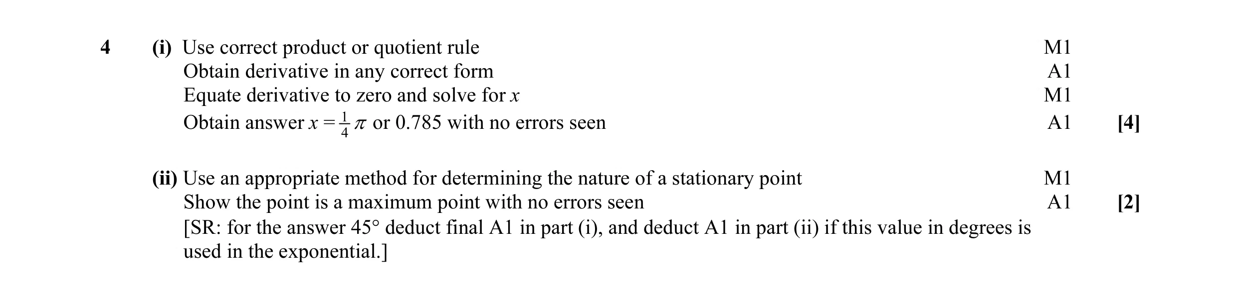 Mark scheme for question 2