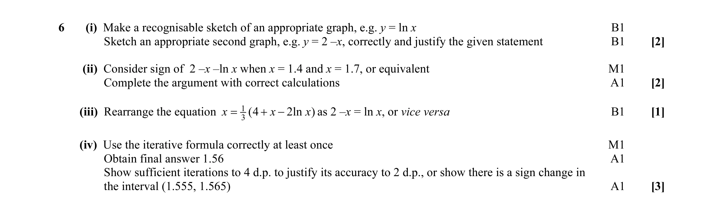 Mark scheme for question 2