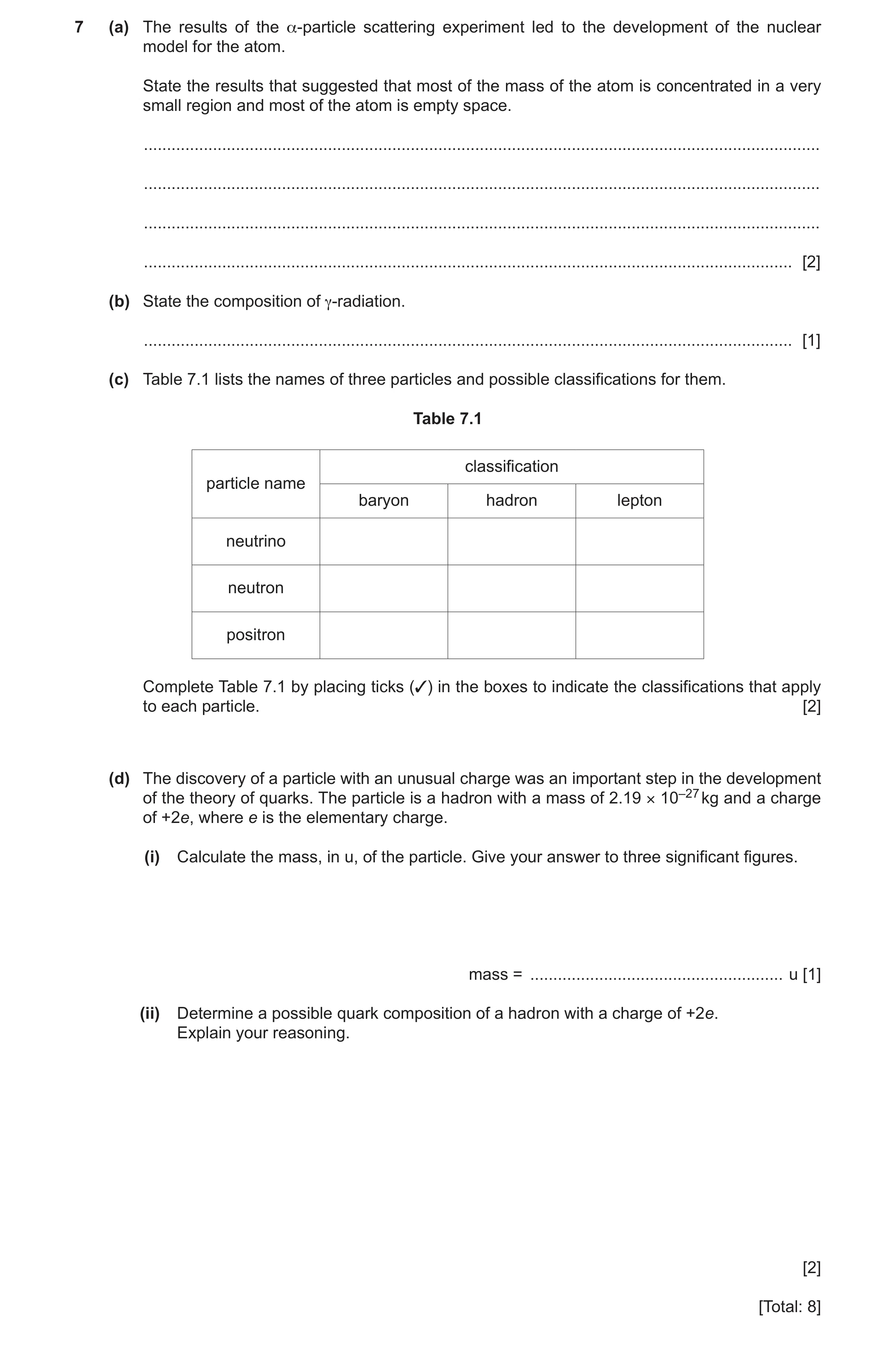 Question 22: (a) The results of the α-particle scattering experiment led to the development of the nuclear model for the atom. State the results that su…