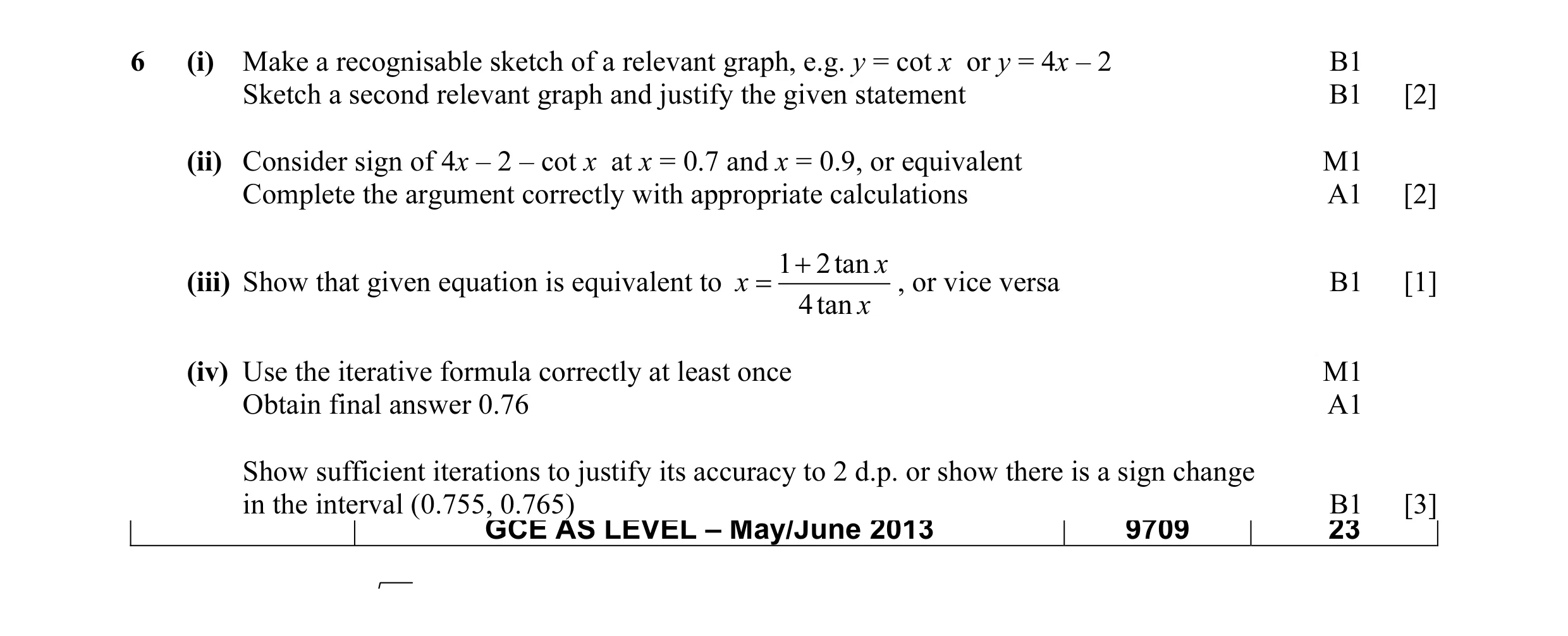 Mark scheme for question 40