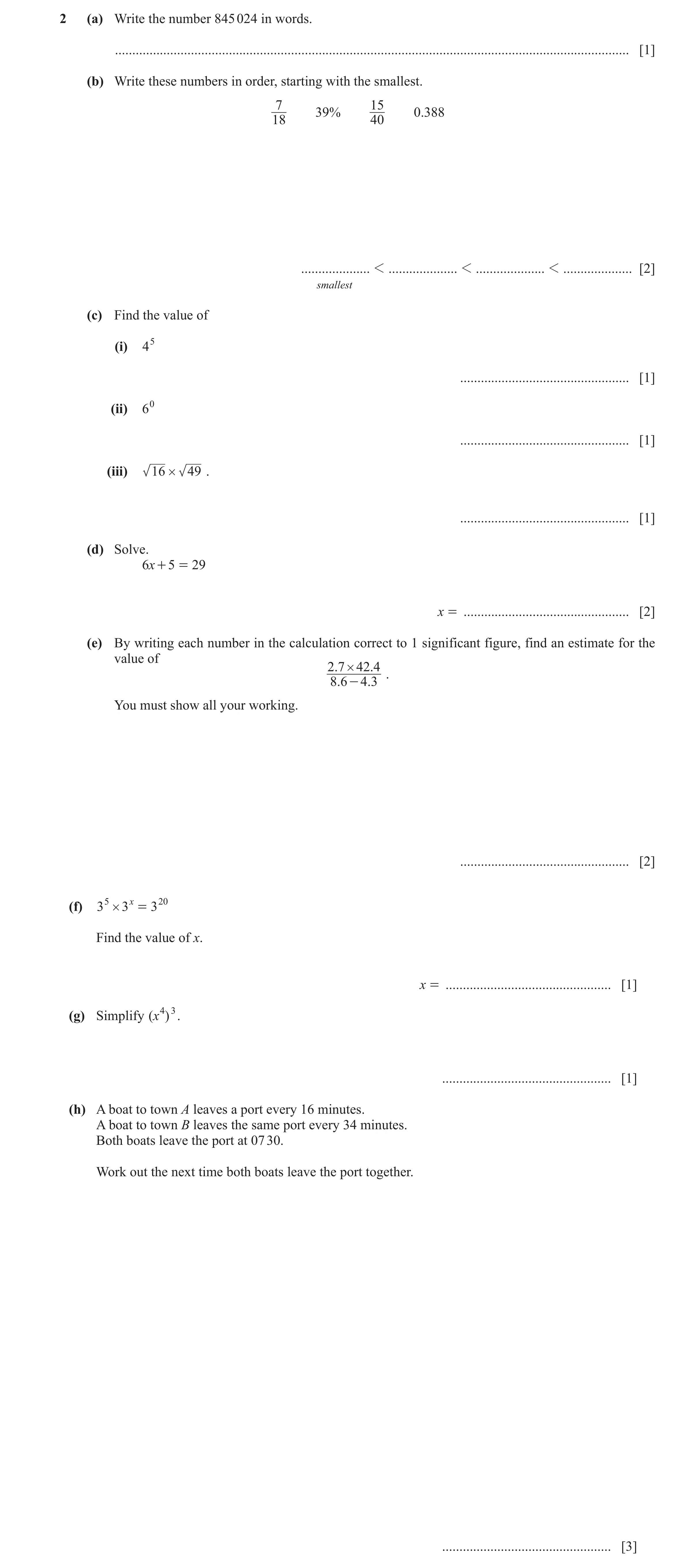 Question 93: (a) Write the number 845 024 in words. ....................................................................................................…