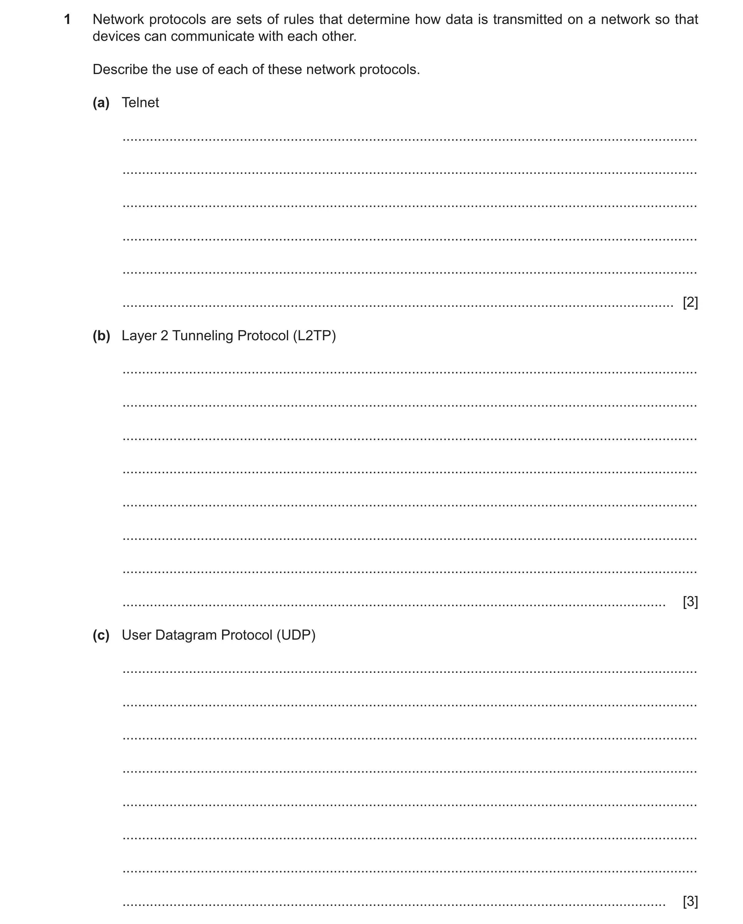 Question 18: Network protocols are sets of rules that determine how data is transmitted on a network so that devices can communicate with each other. De…