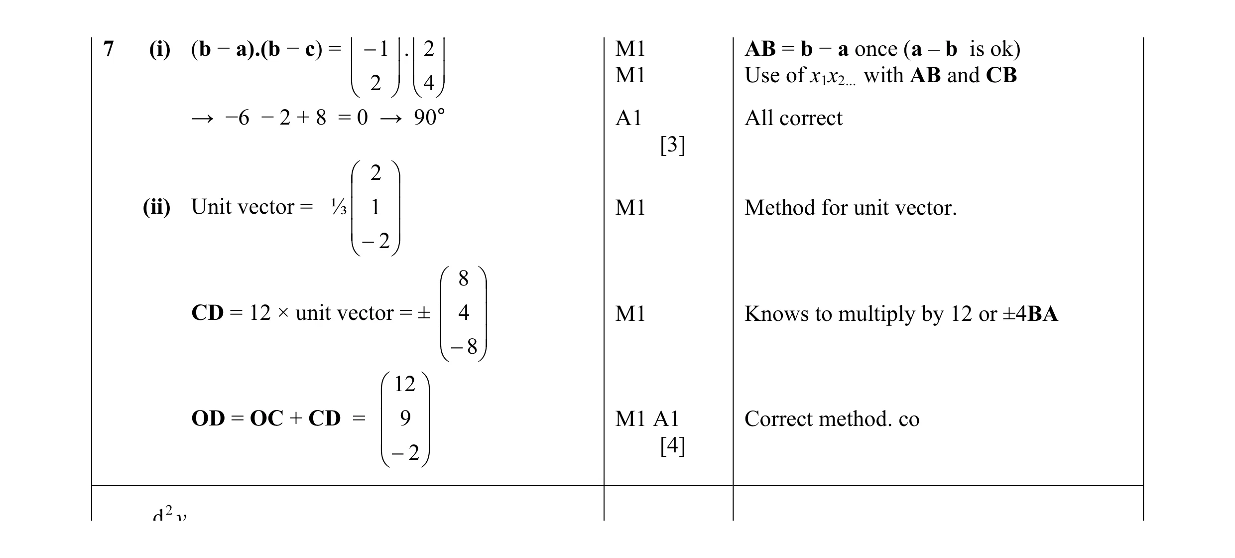 Mark scheme for question 19