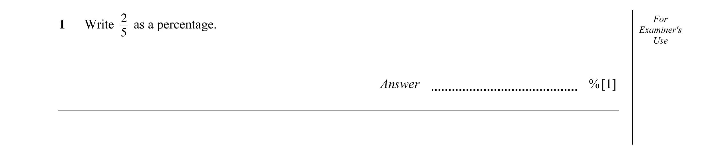 Question 30: For 1 Write as a percentage. Examiner's 5 Use Answer %[1]