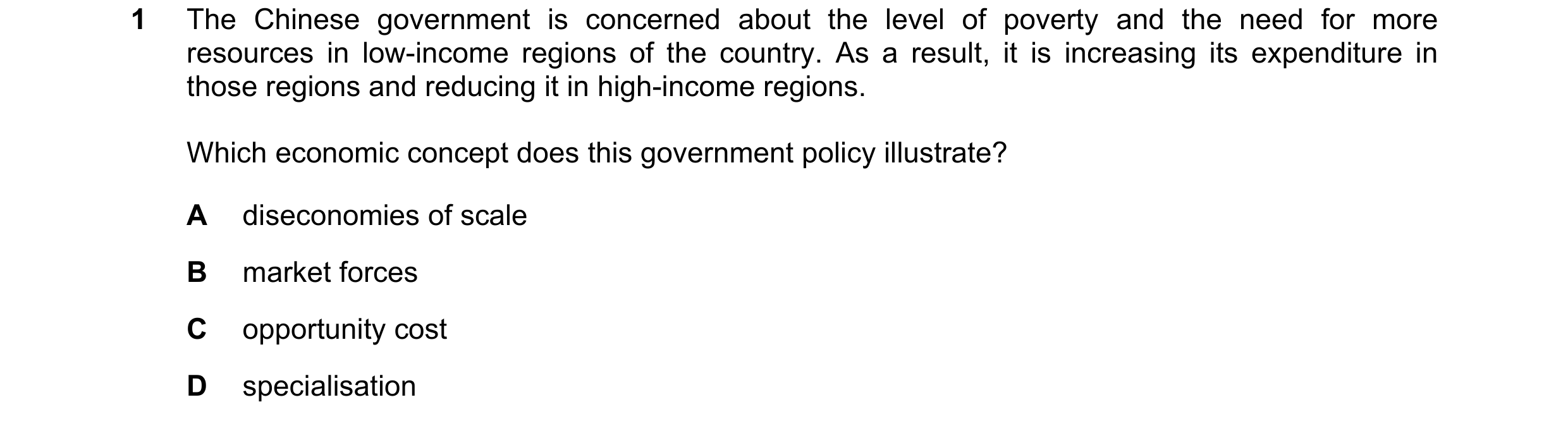 Question 73: The Chinese government is concerned about the level of poverty and the need for more resources in low-income regions of the country. As a r…
