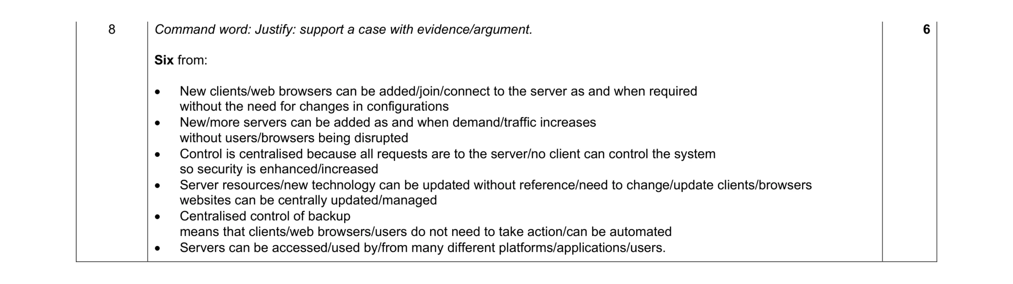 Mark scheme for question 13