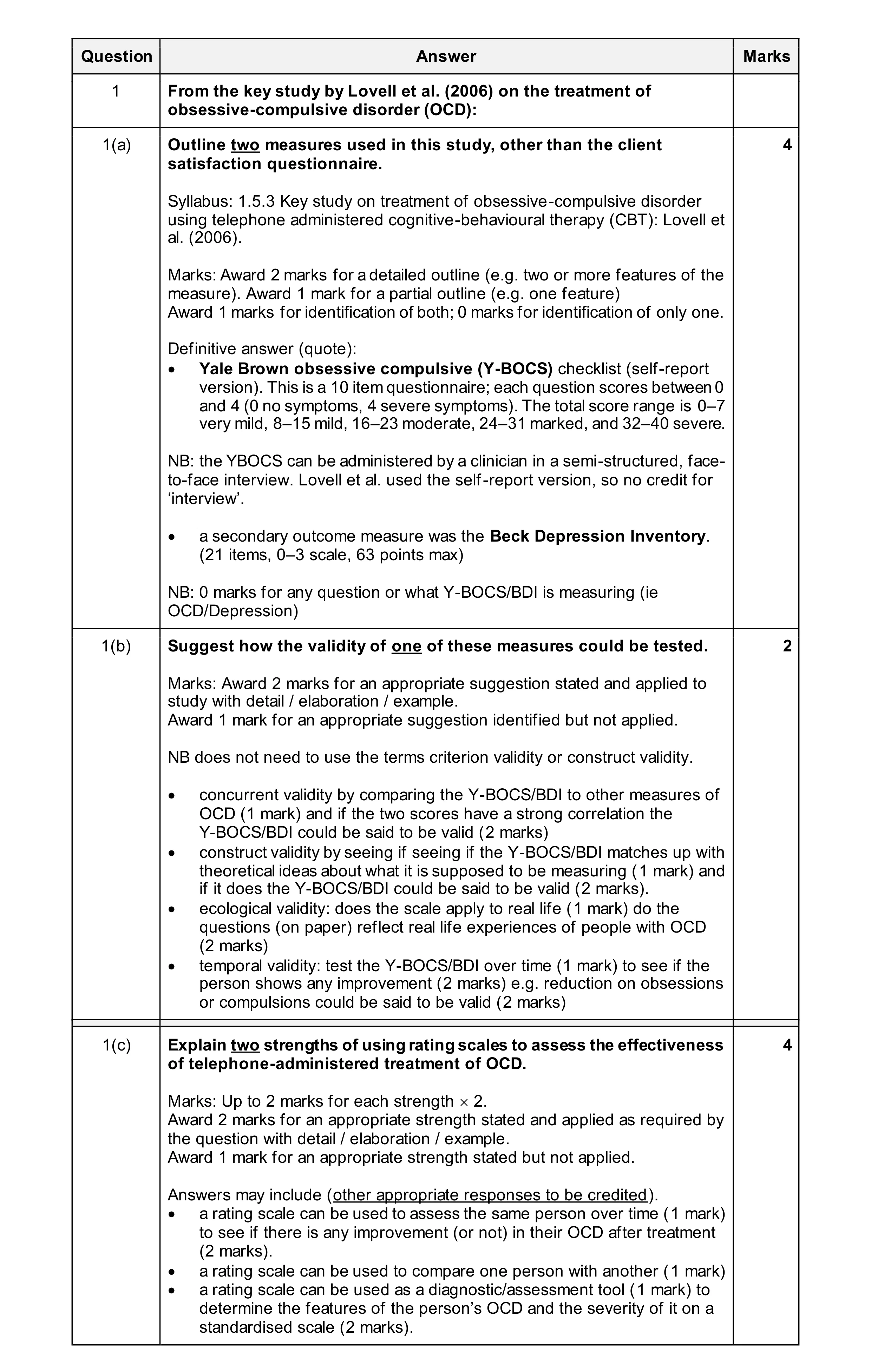 Mark scheme for question 23