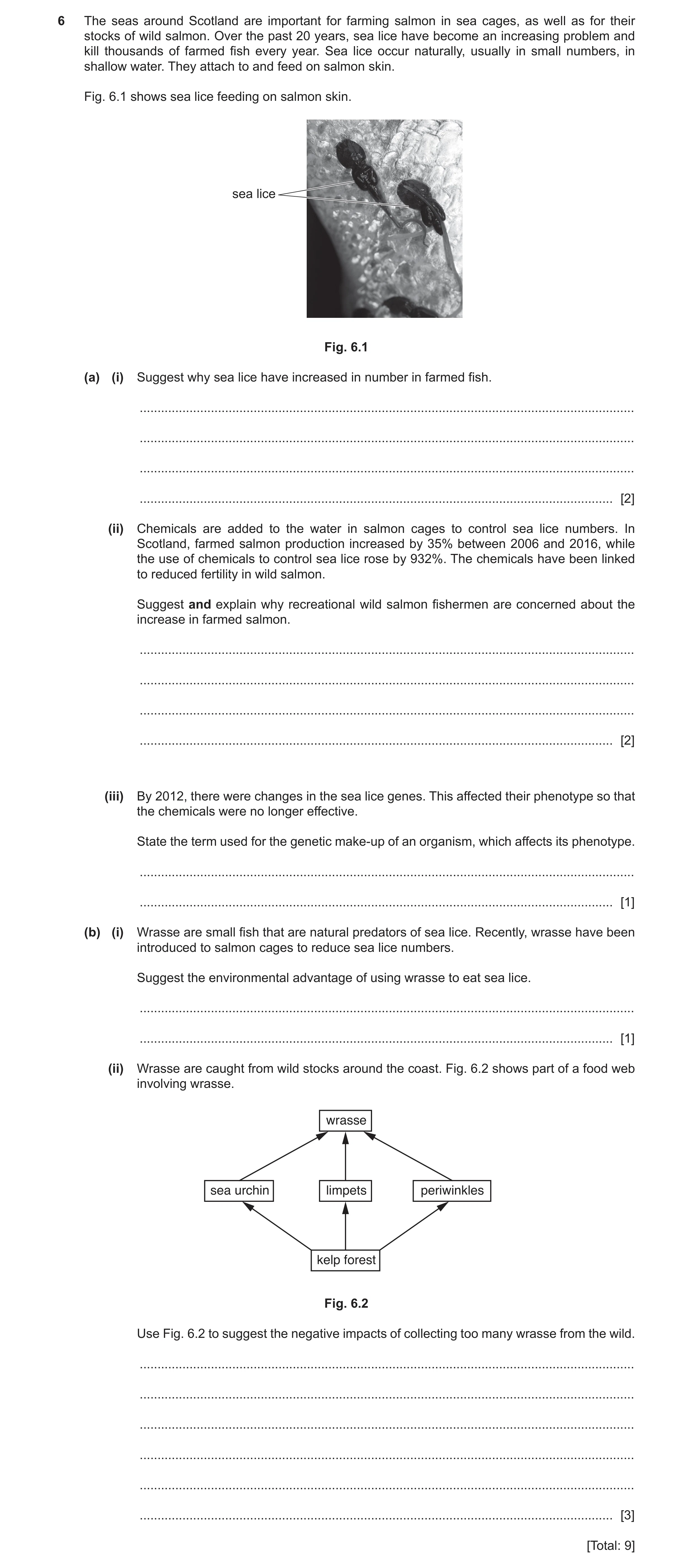 Question 14: The seas around Scotland are important for farming salmon in sea cages, as well as for their stocks of wild salmon. Over the past 20 years,…