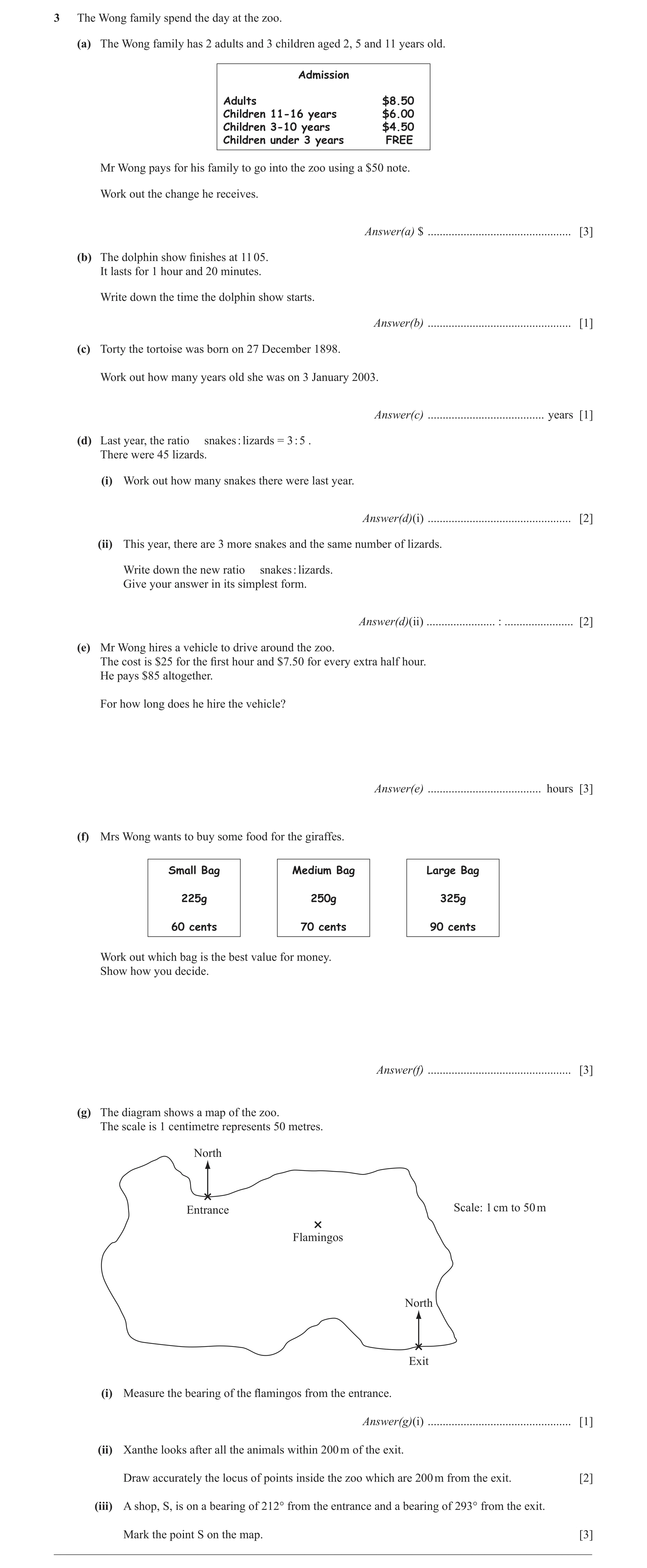 Question 37: The Wong family spend the day at the zoo. (a) The Wong family has 2 adults and 3 children aged 2, 5 and 11 years old. Admission Adults $8.5…