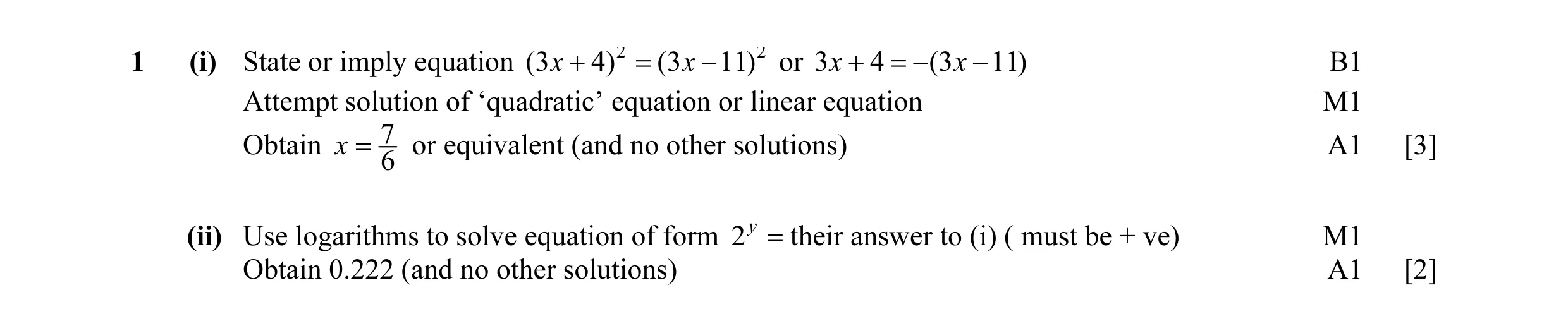 Mark scheme for question 33