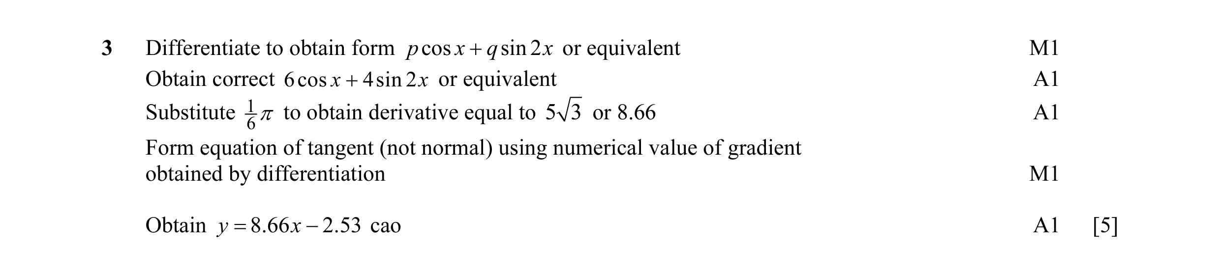 Mark scheme for question 41
