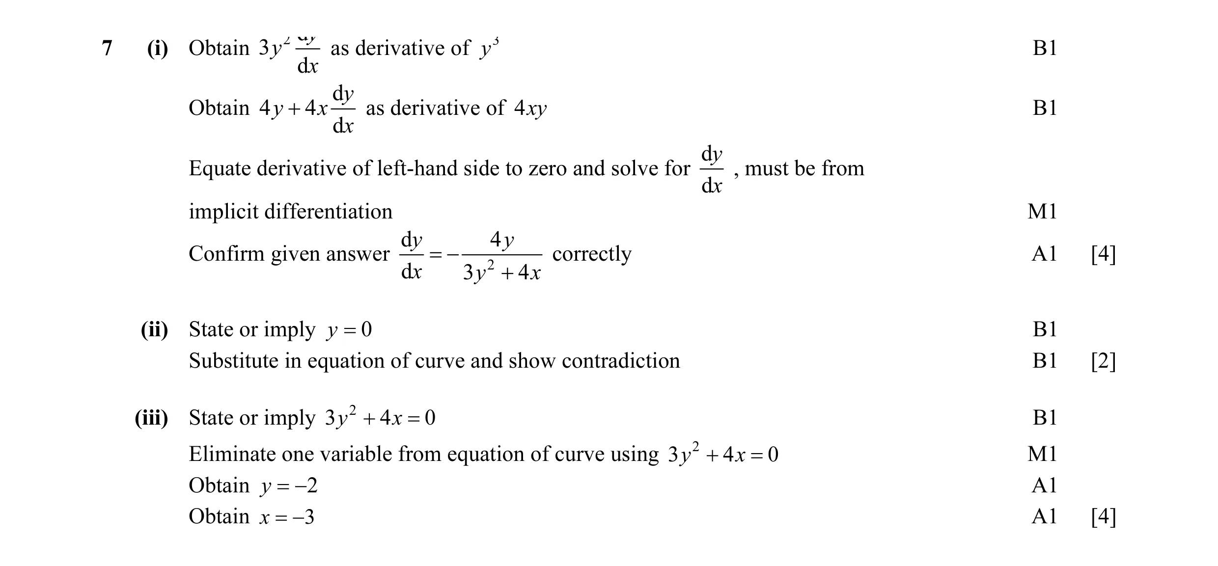 Mark scheme for question 24