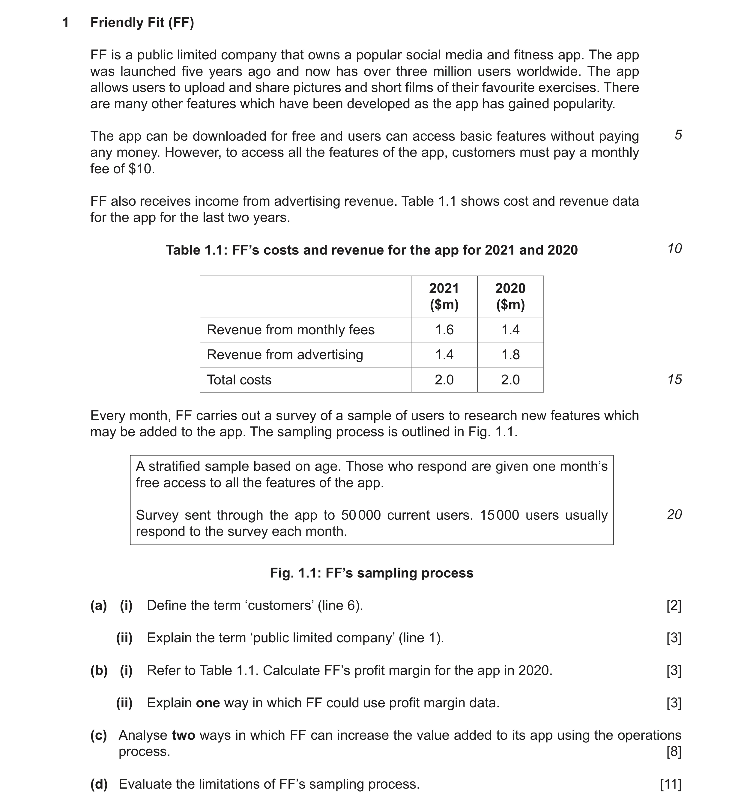 Question 23: Friendly Fit (FF) FF is a public limited company that owns a popular social media and fitness app. The app was launched five years ago and …