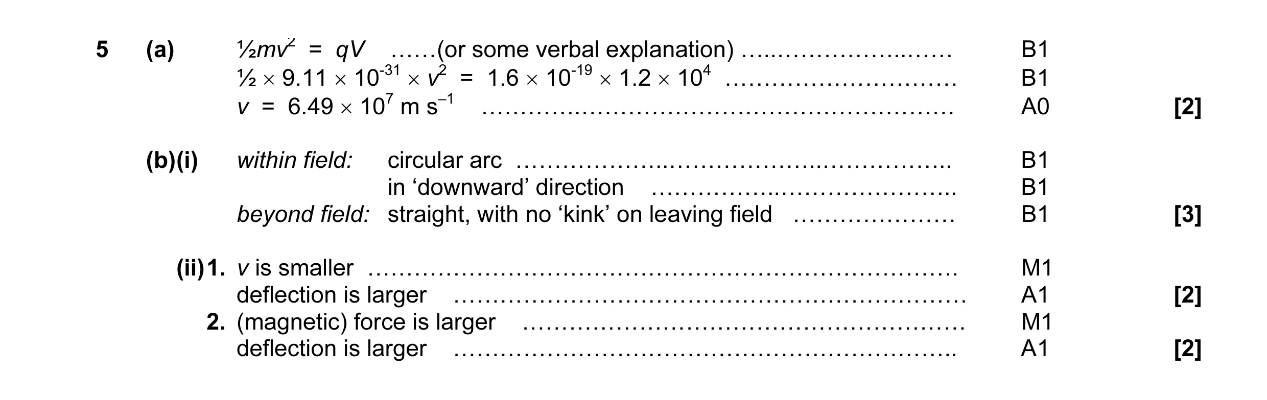 Mark scheme for question 1