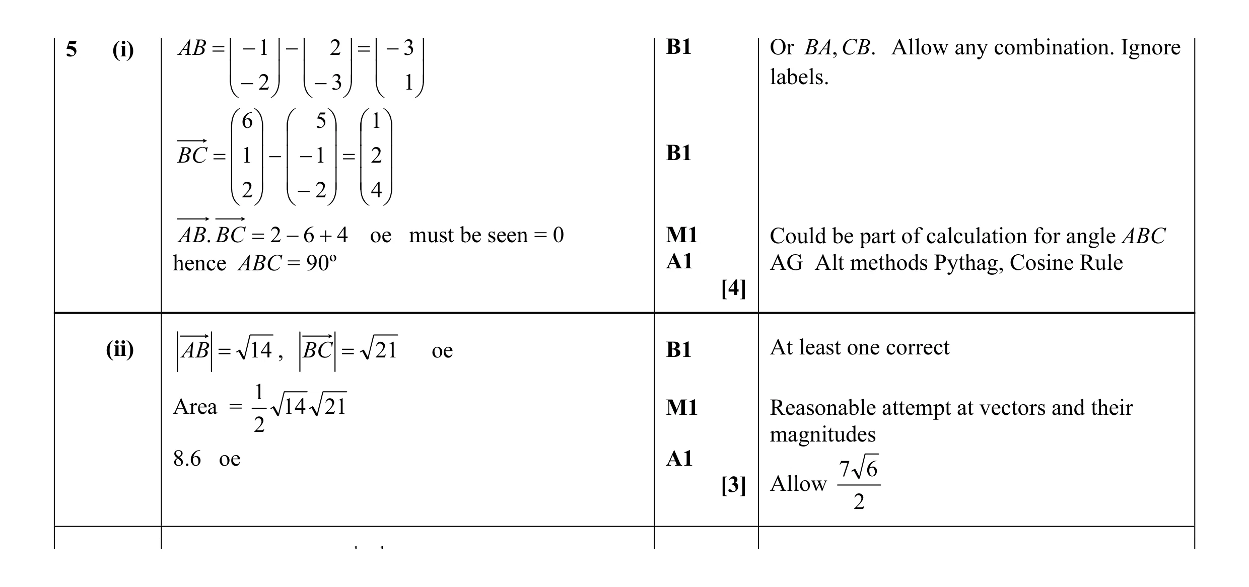 Mark scheme for question 25