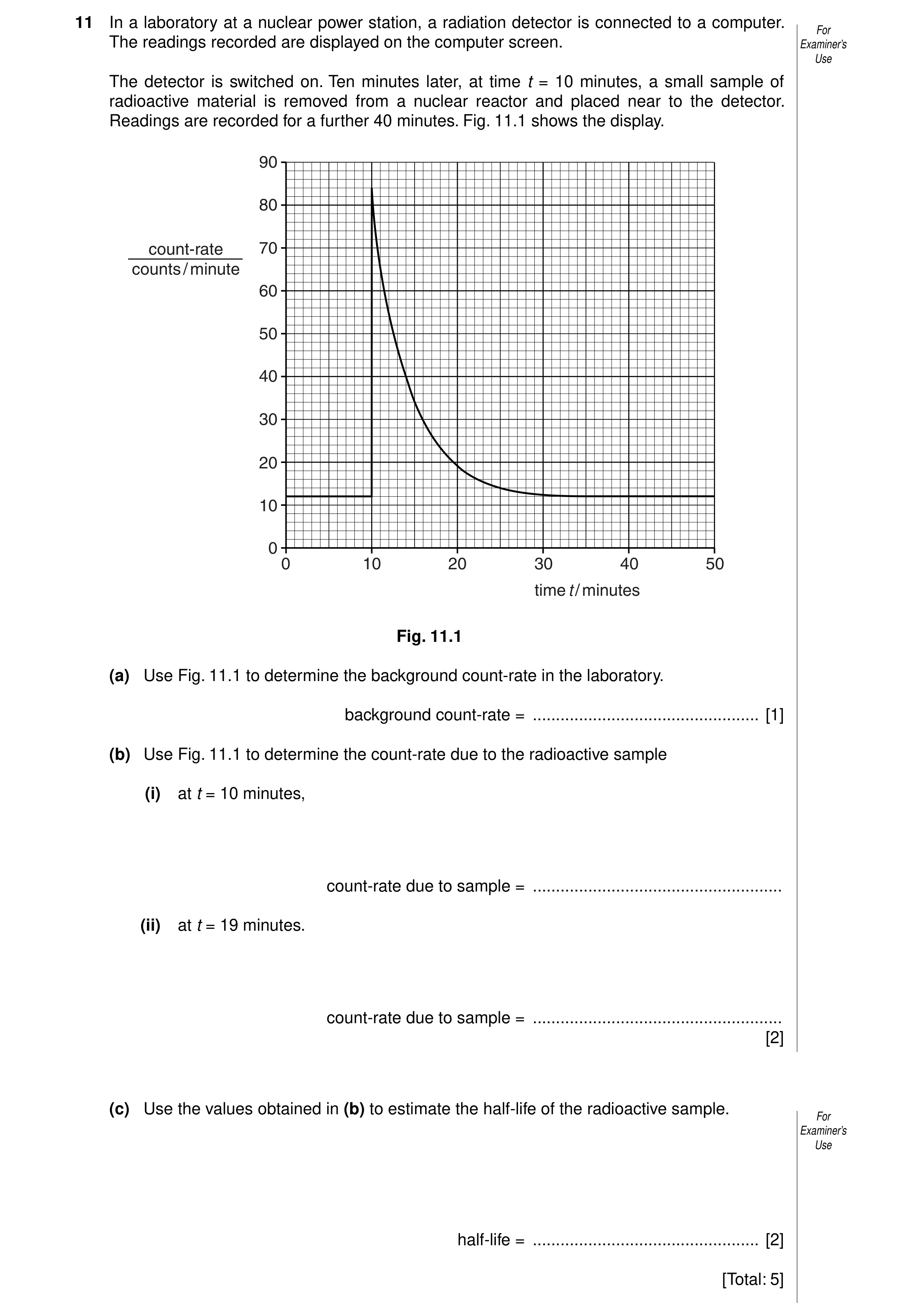 Question 15: In a laboratory at a nuclear power station, a radiation detector is connected to a computer. For The readings recorded are displayed on the…