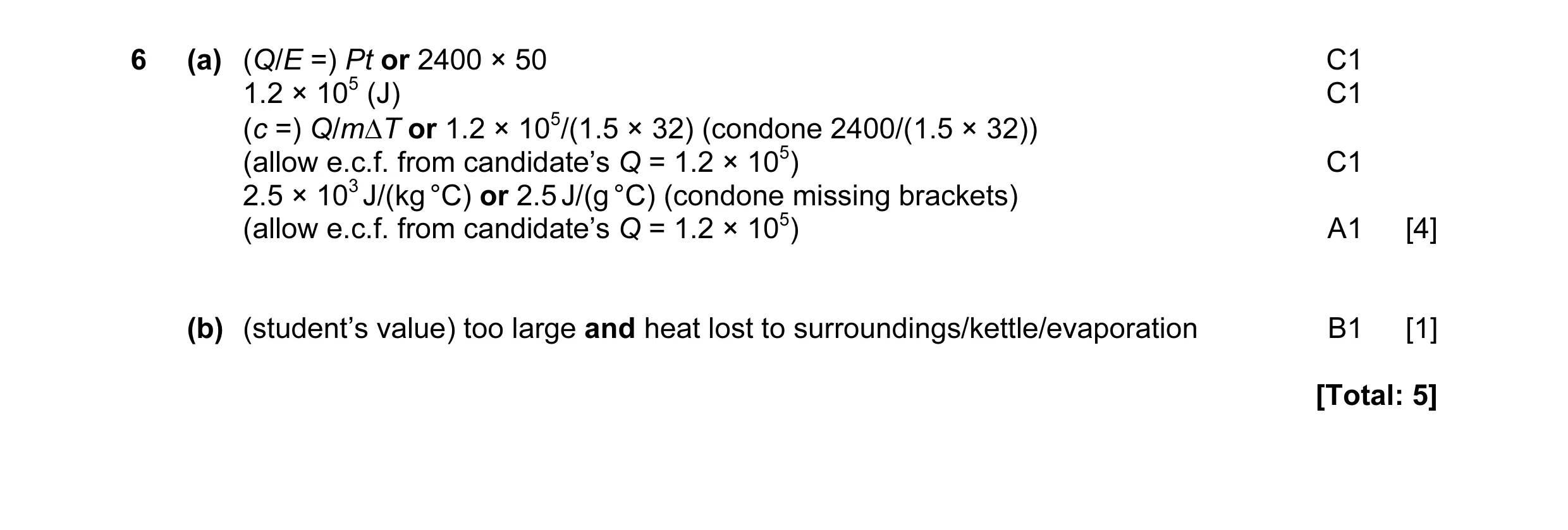 Mark scheme for question 41