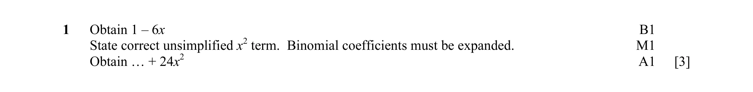 Mark scheme for question 5