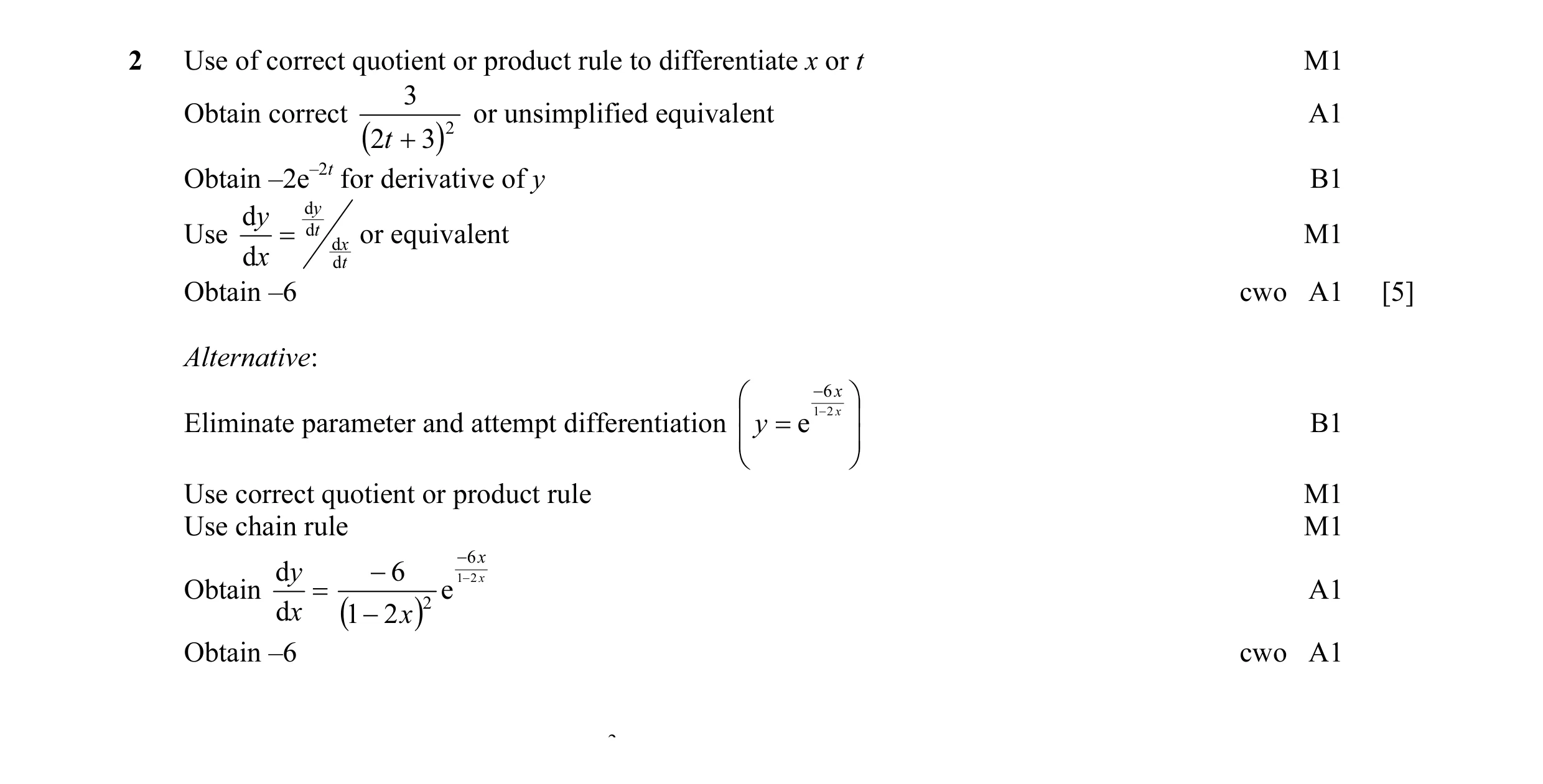 Mark scheme for question 14
