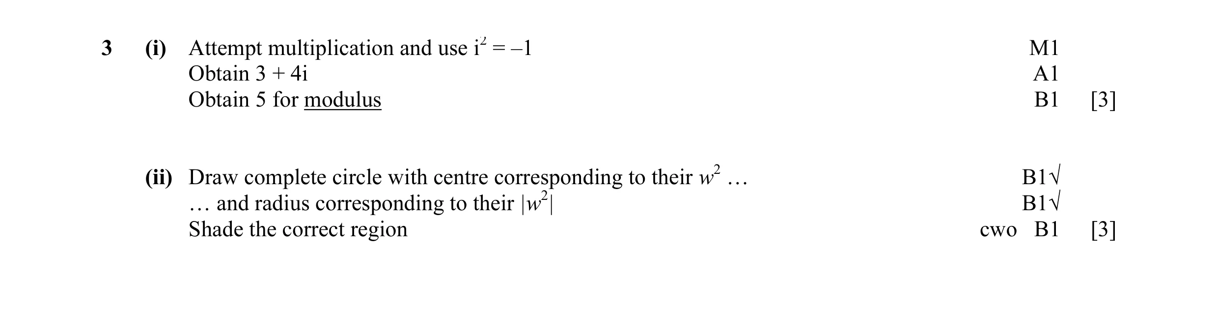Mark scheme for question 15