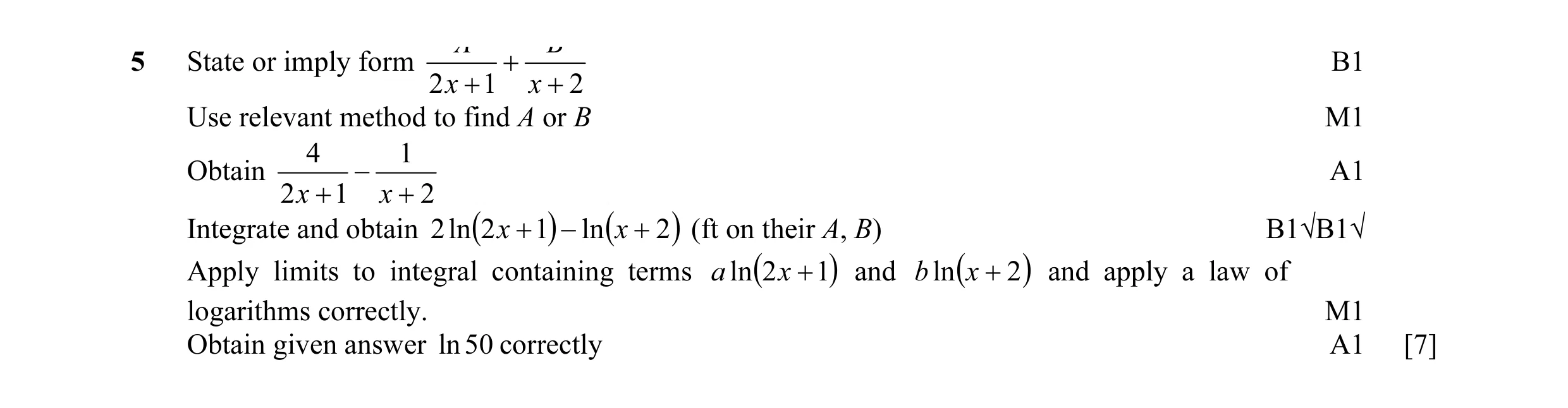 Mark scheme for question 4