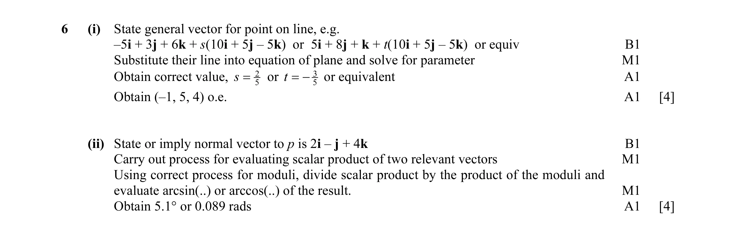Mark scheme for question 13