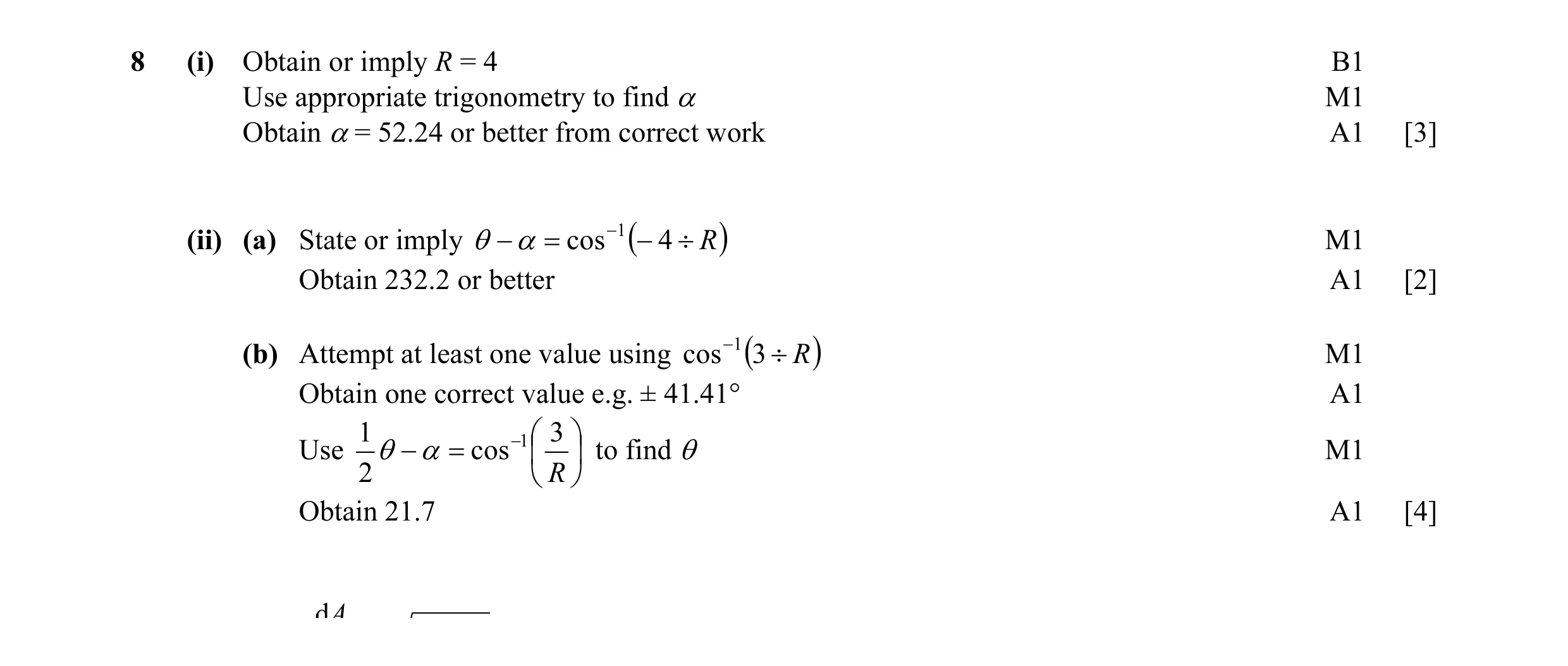 Mark scheme for question 21