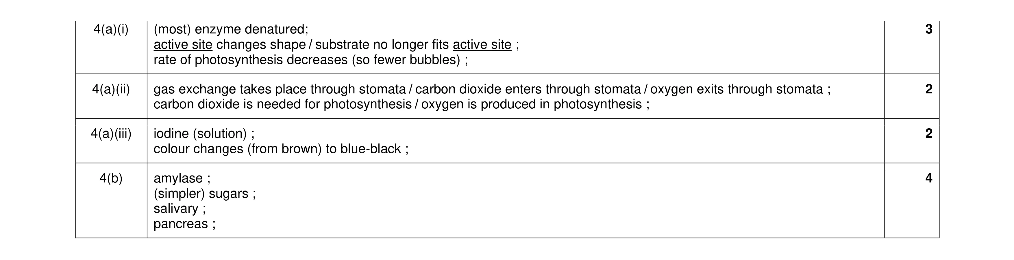 Mark scheme for question 19