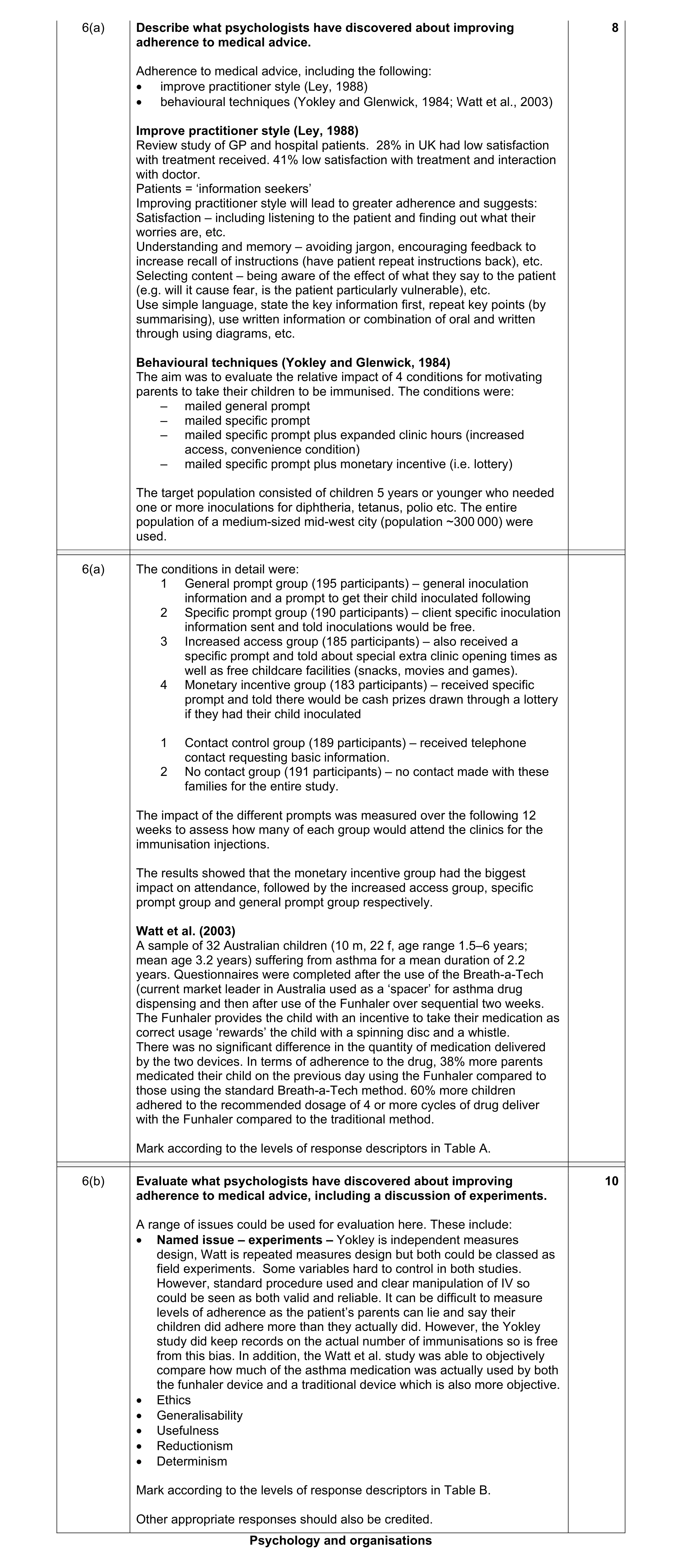 Mark scheme for question 13