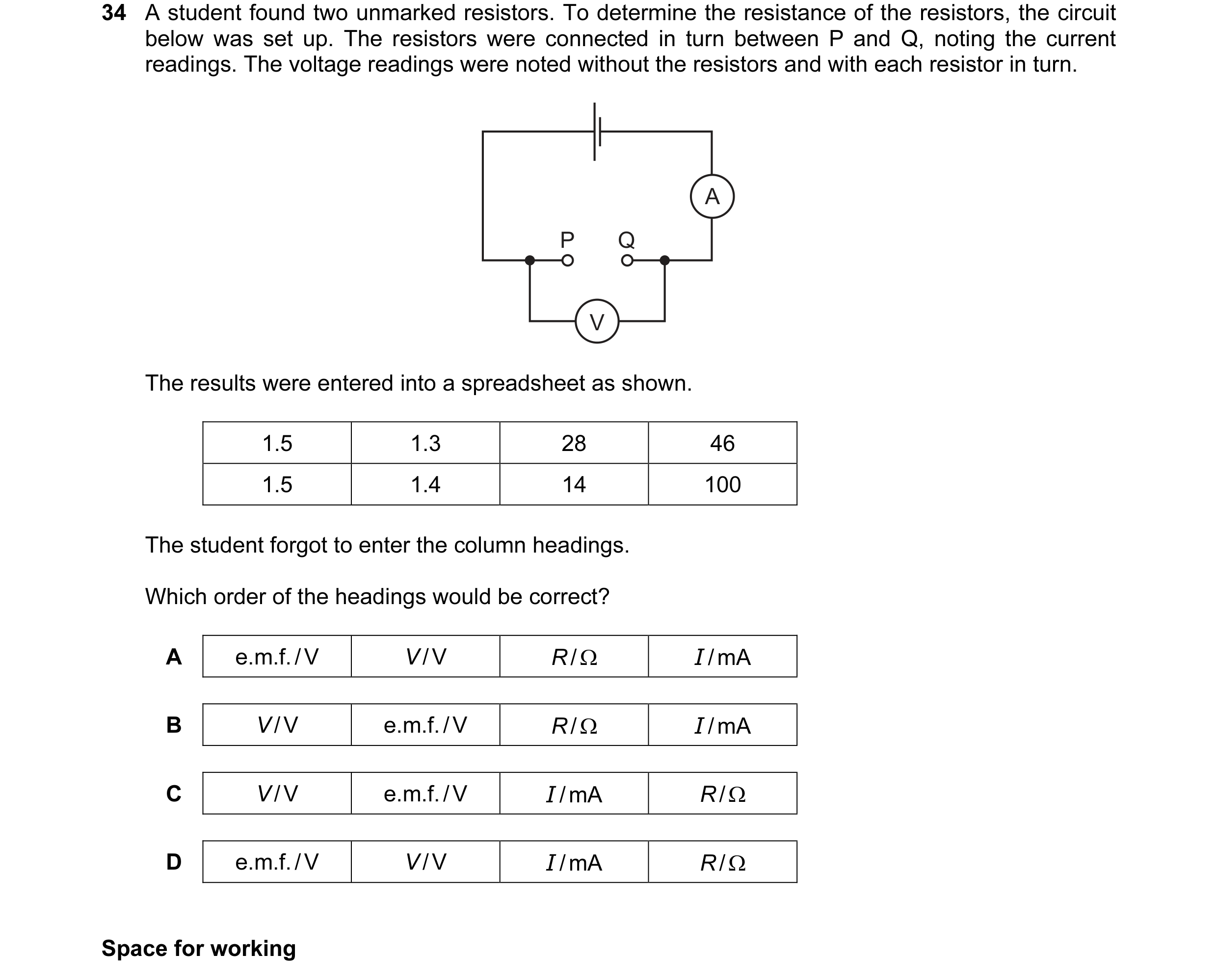 Question 85: A student found two unmarked resistors. To determine the resistance of the resistors, the circuit below was set up. The resistors were conn…