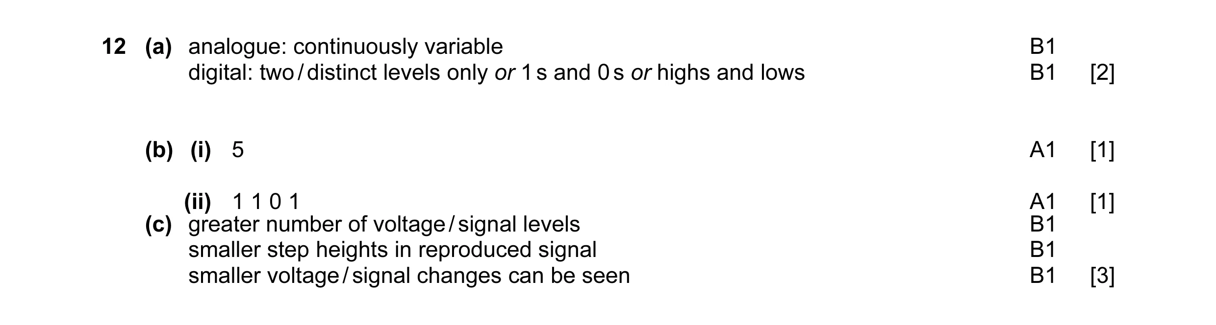 Mark scheme for question 18