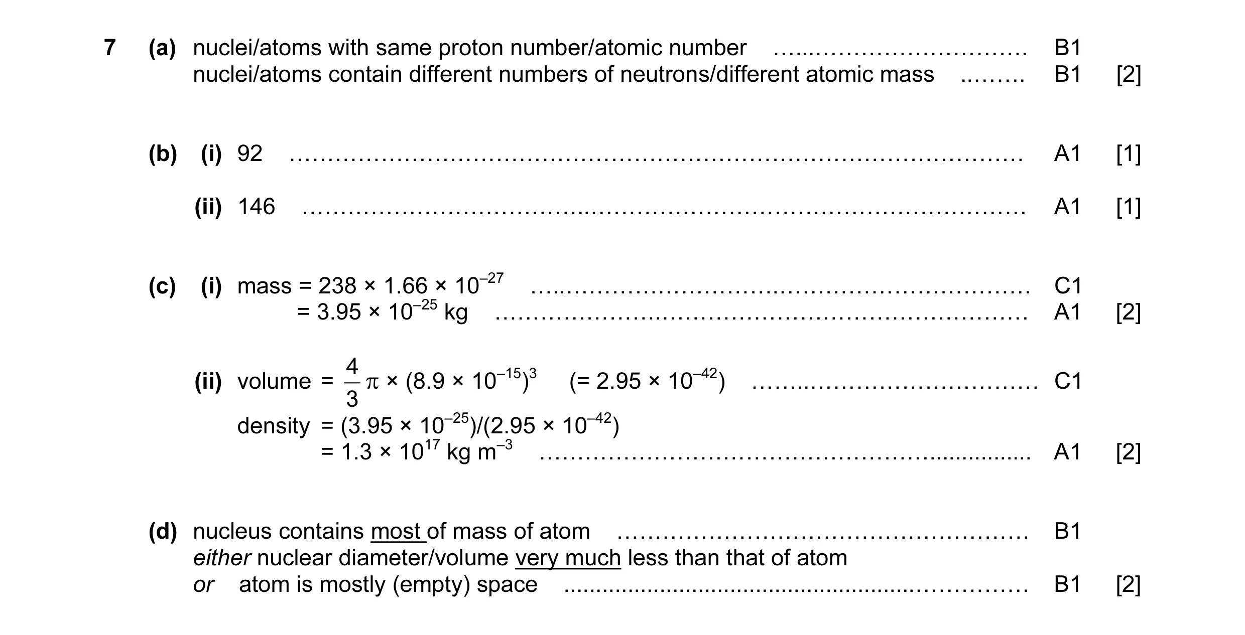 Mark scheme for question 5