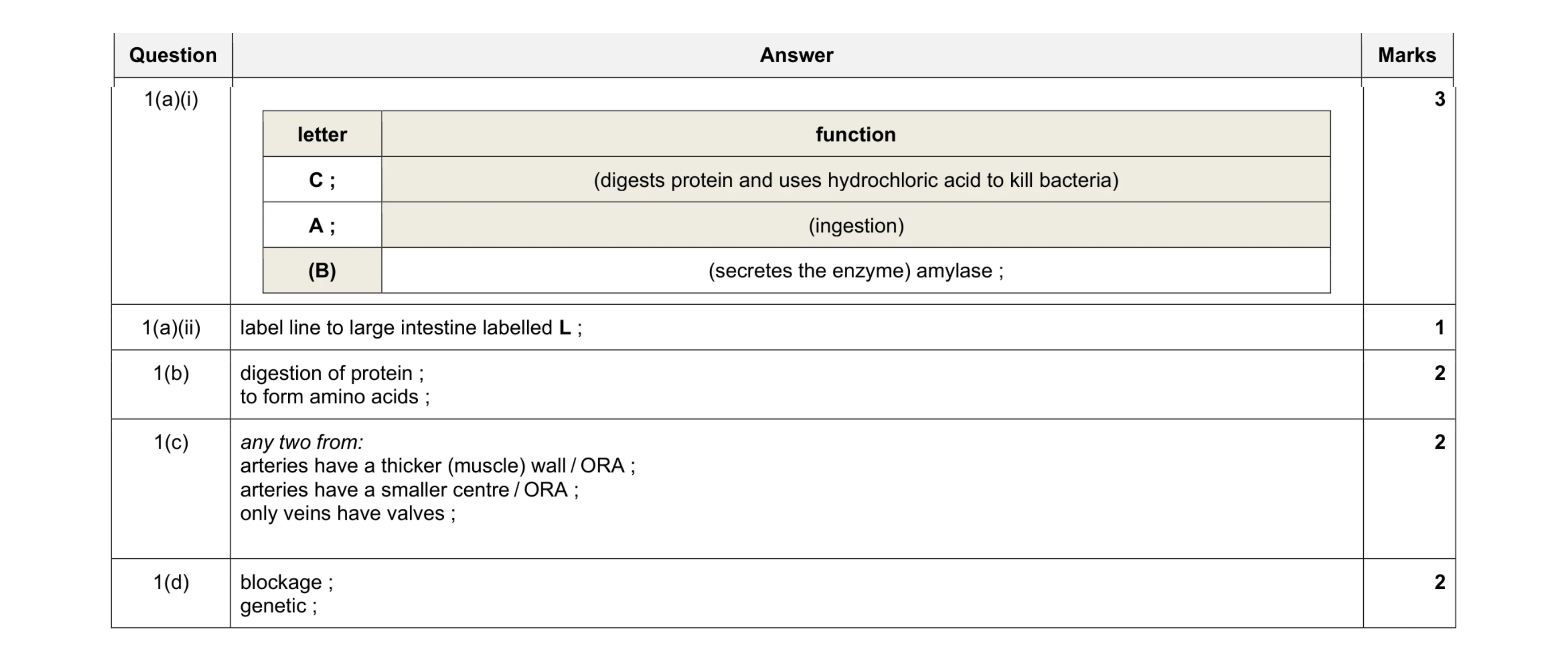 Mark scheme for question 6