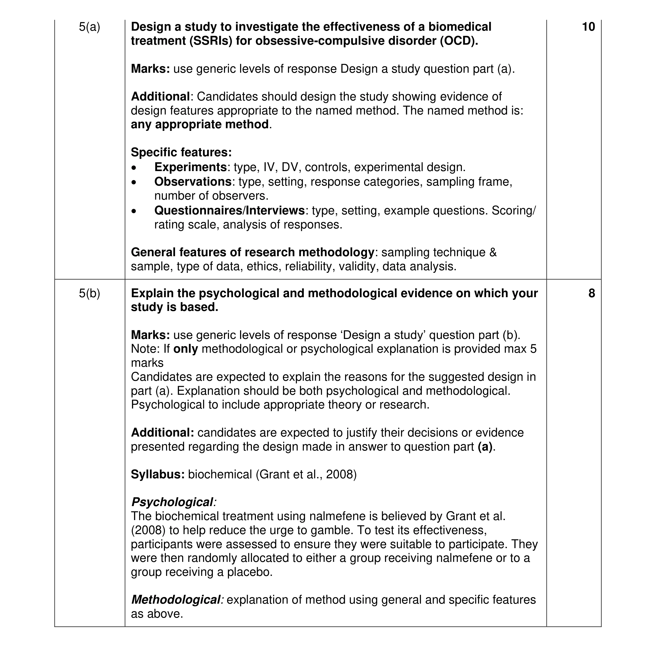 Mark scheme for question 13