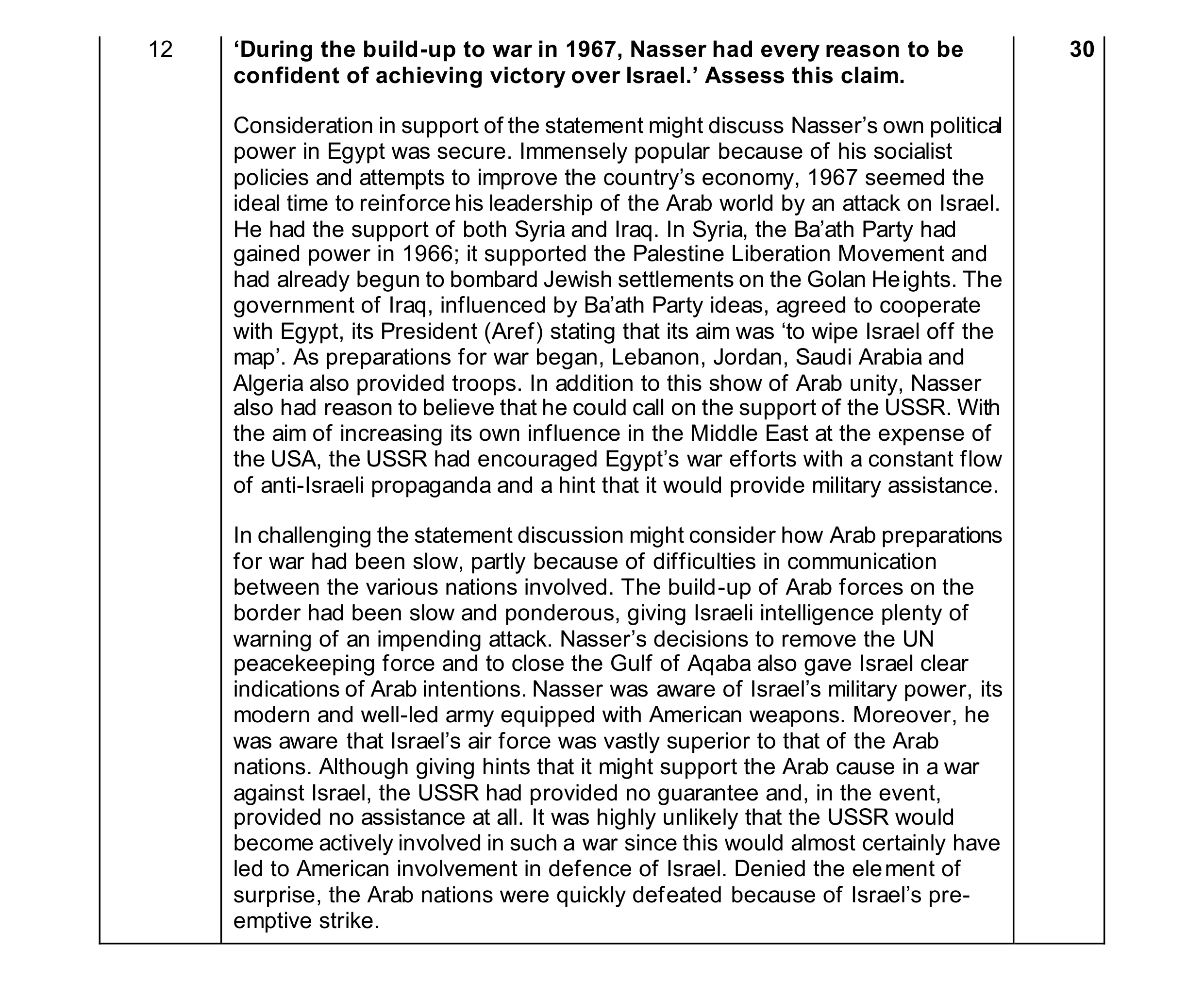 Mark scheme for question 19