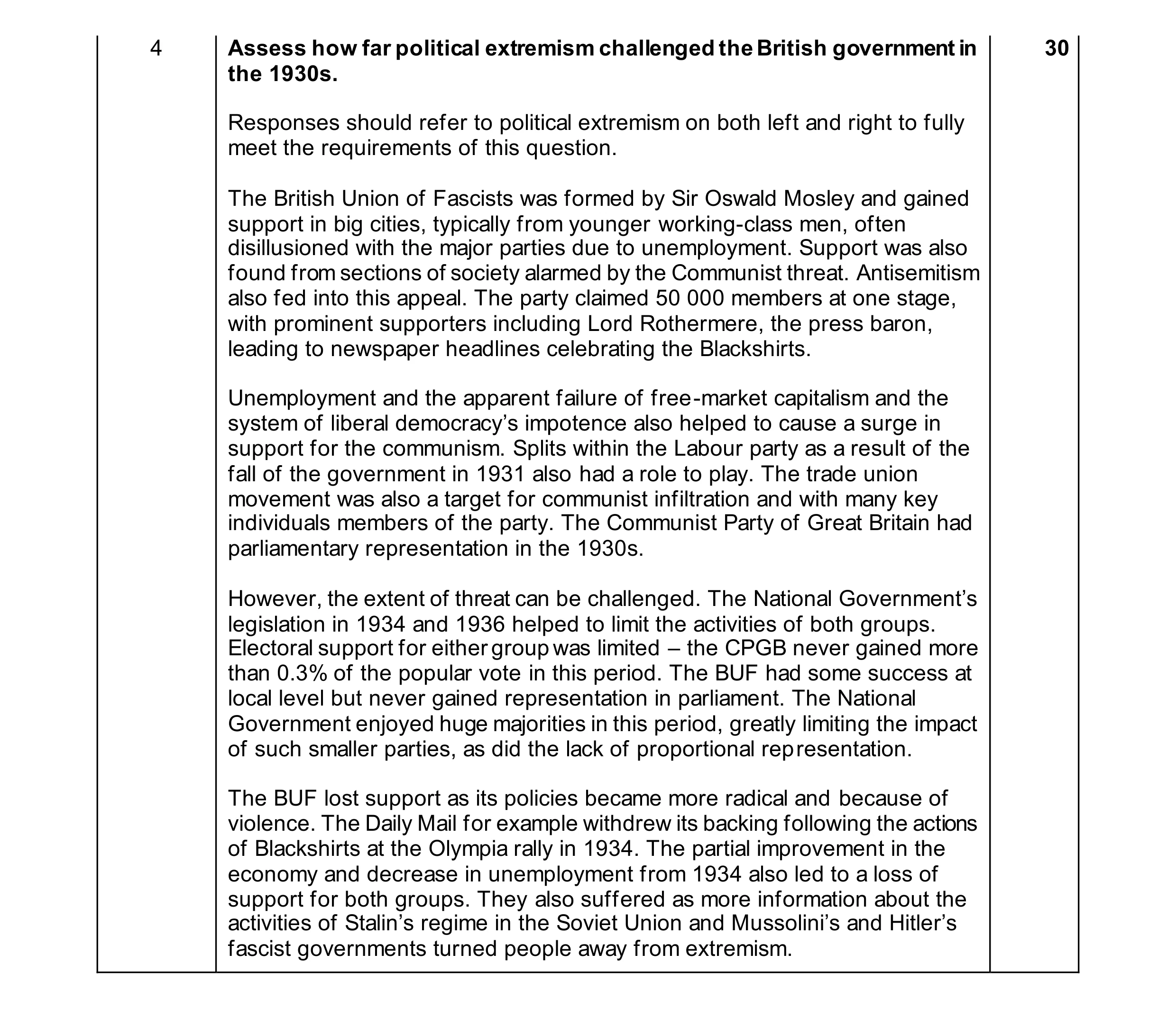 Mark scheme for question 96