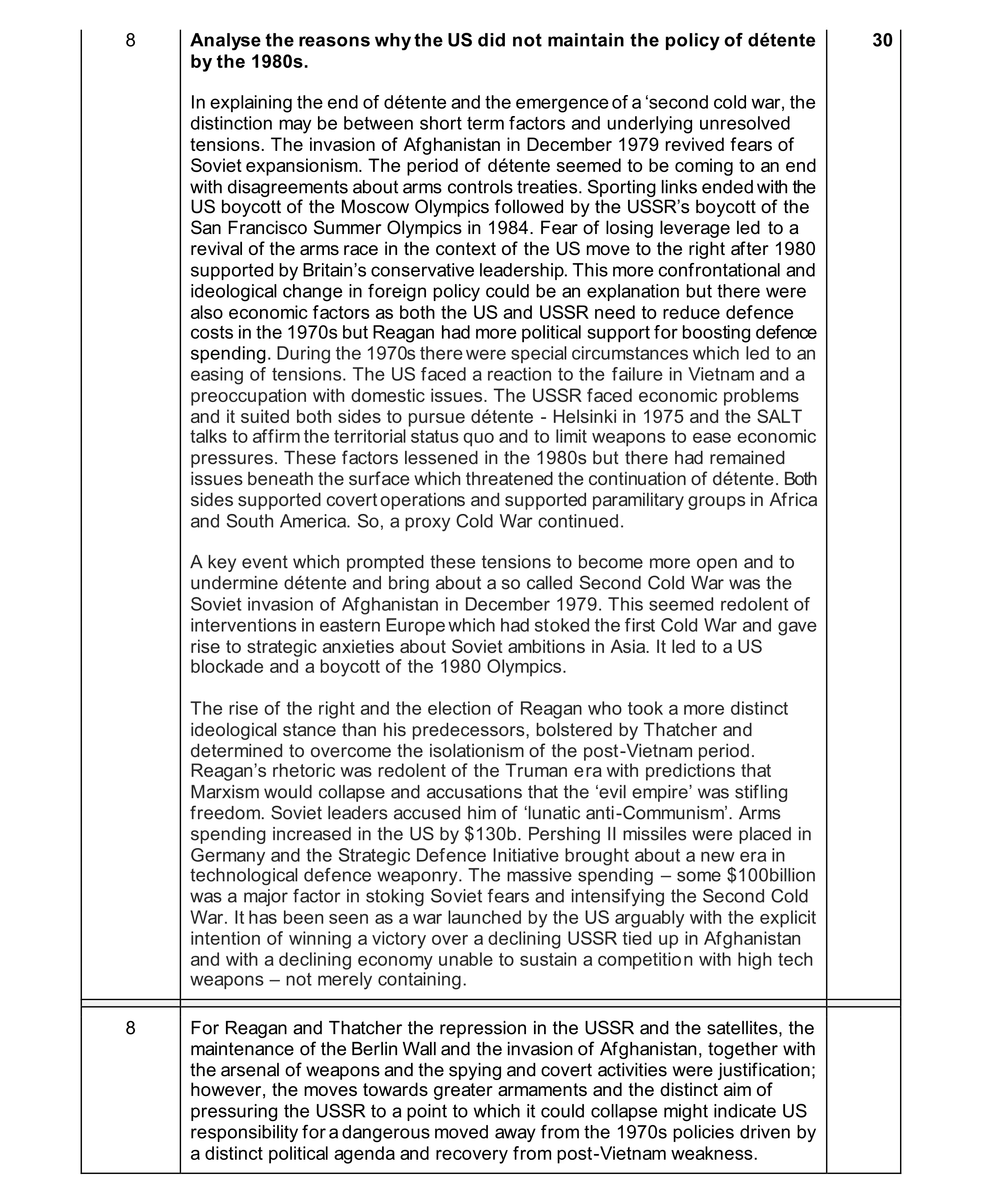 Mark scheme for question 97