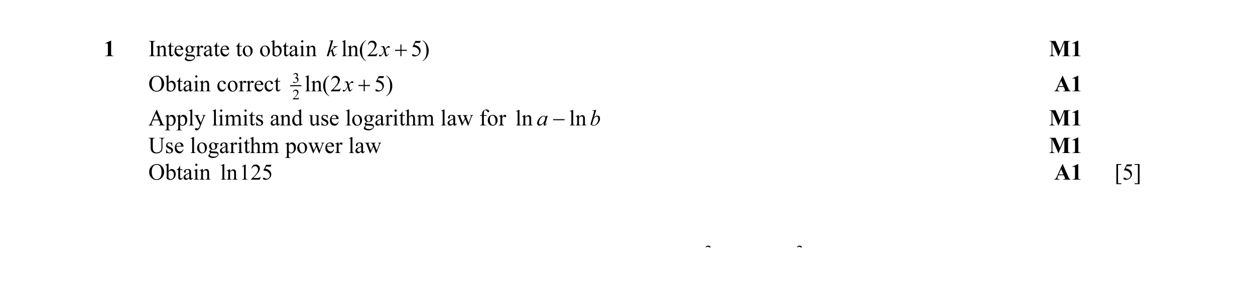 Mark scheme for question 6