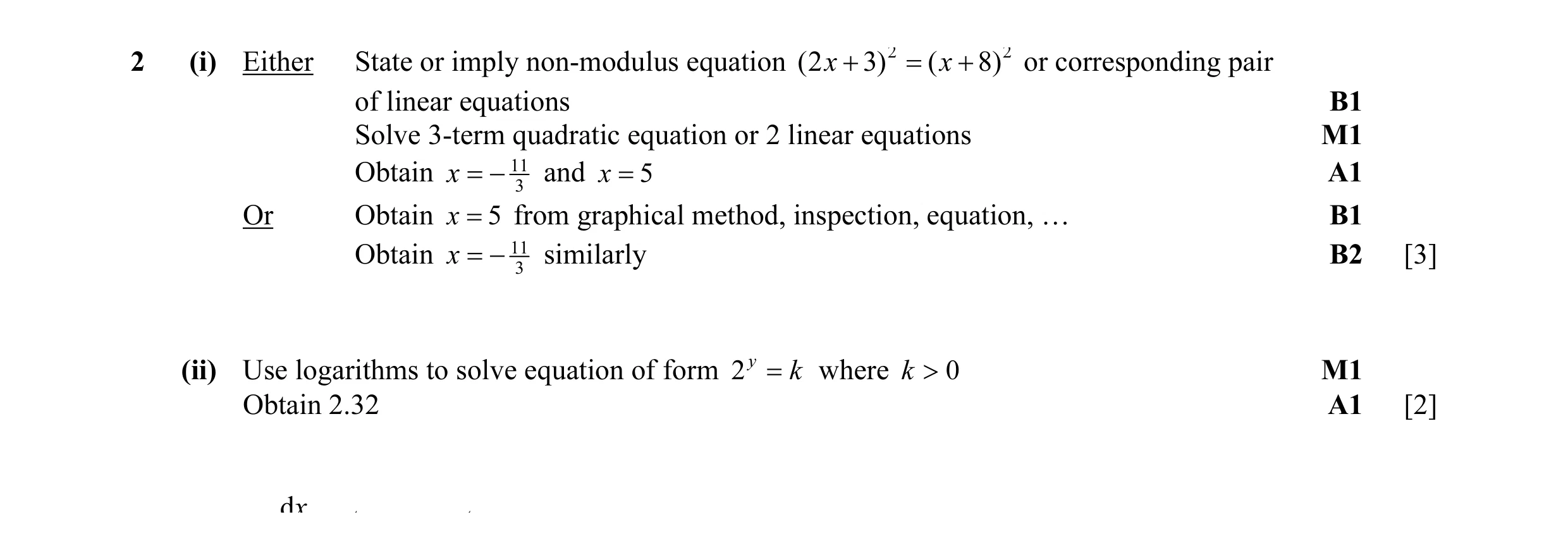 Mark scheme for question 39