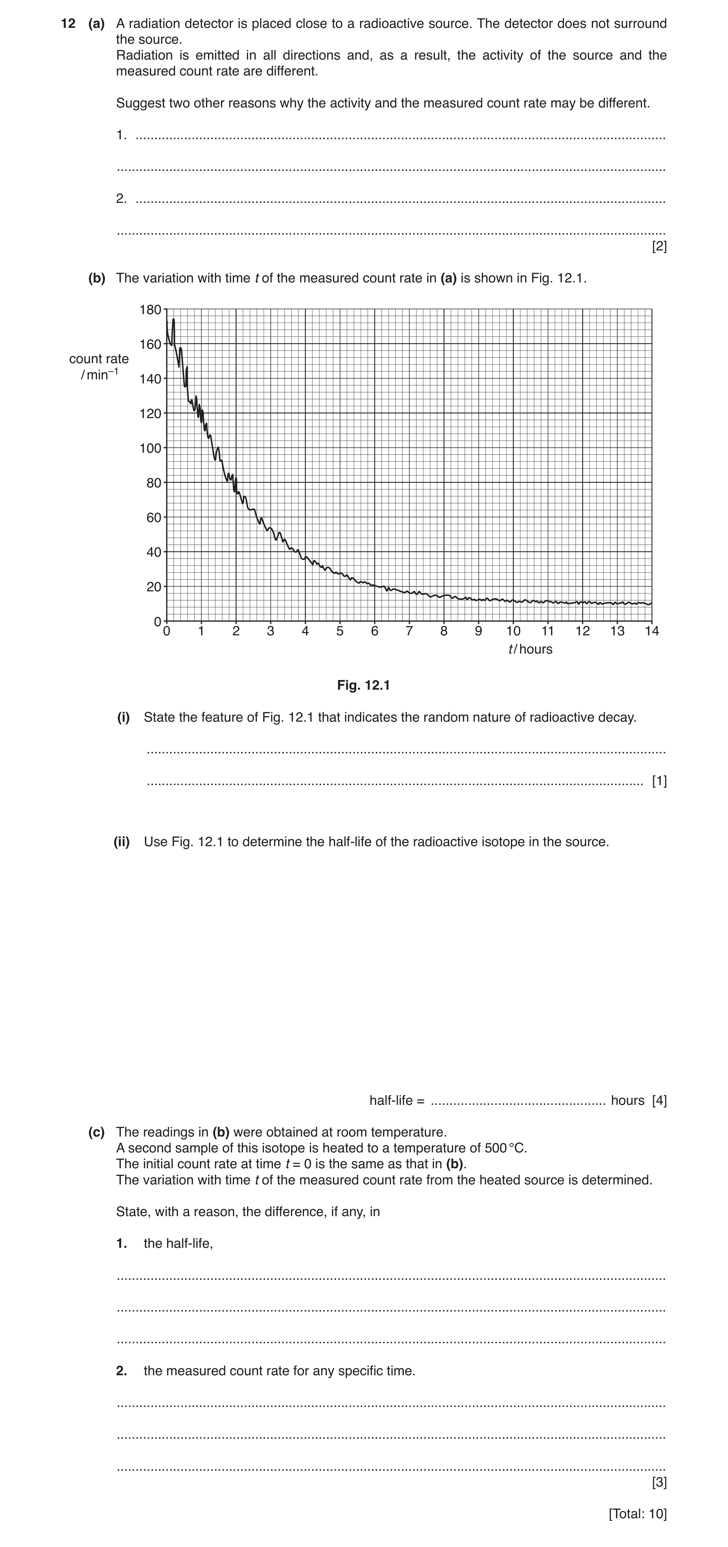 Question 2: (a) A radiation detector is placed close to a radioactive source. The detector does not surround the source. Radiation is emitted in all di…