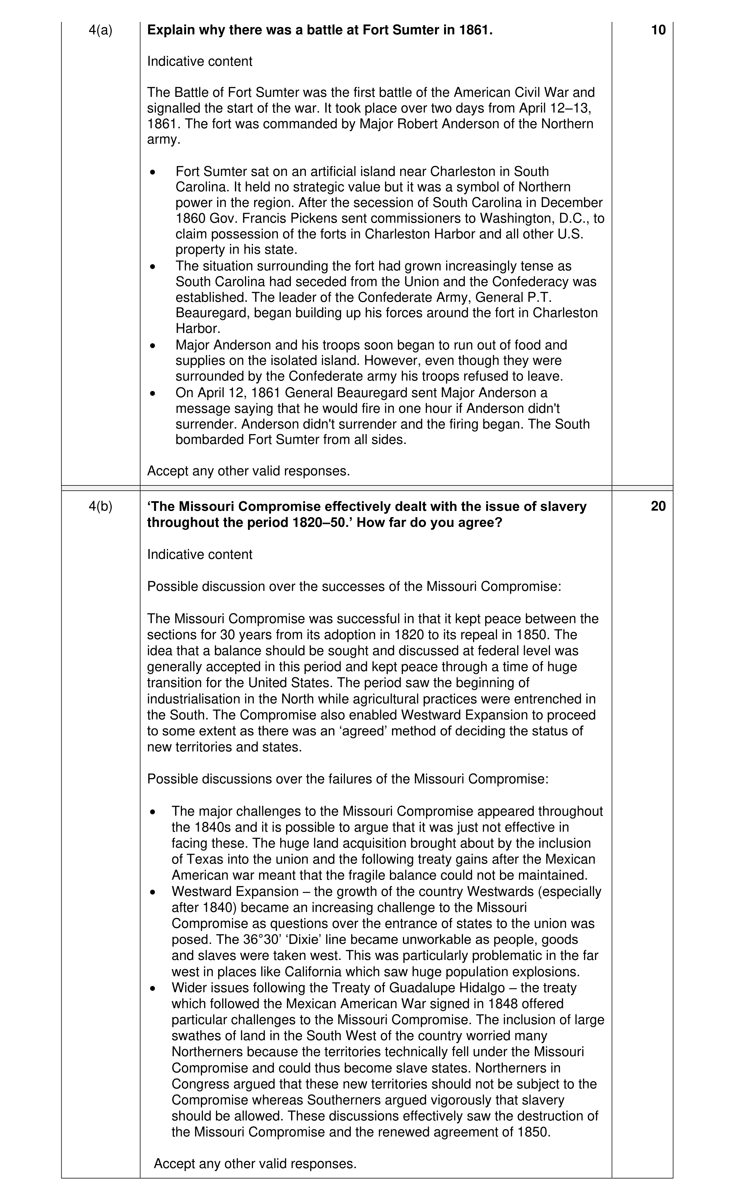 Mark scheme for question 3